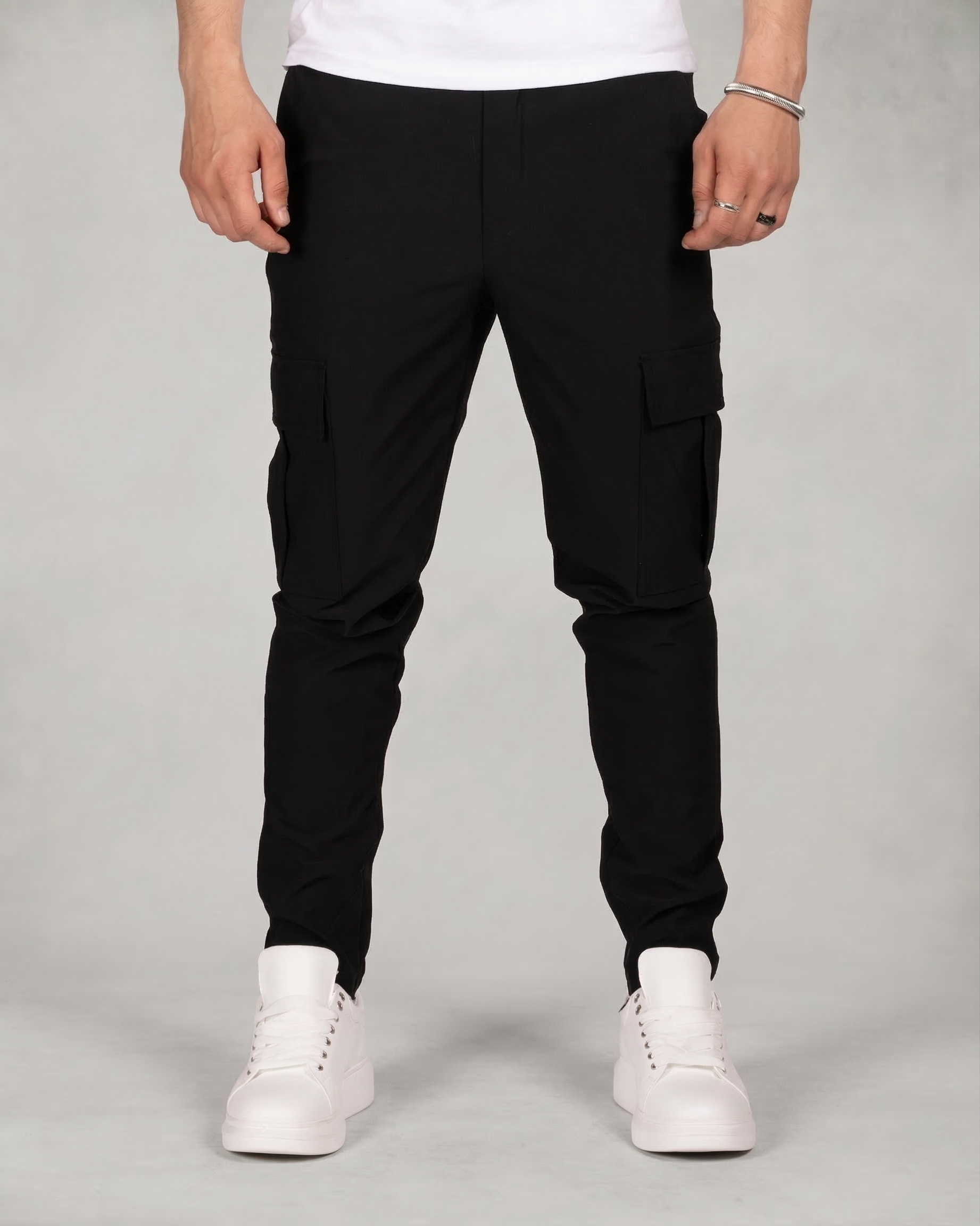 Slim Fit Cargo Jogger Pants with Flap Pockets