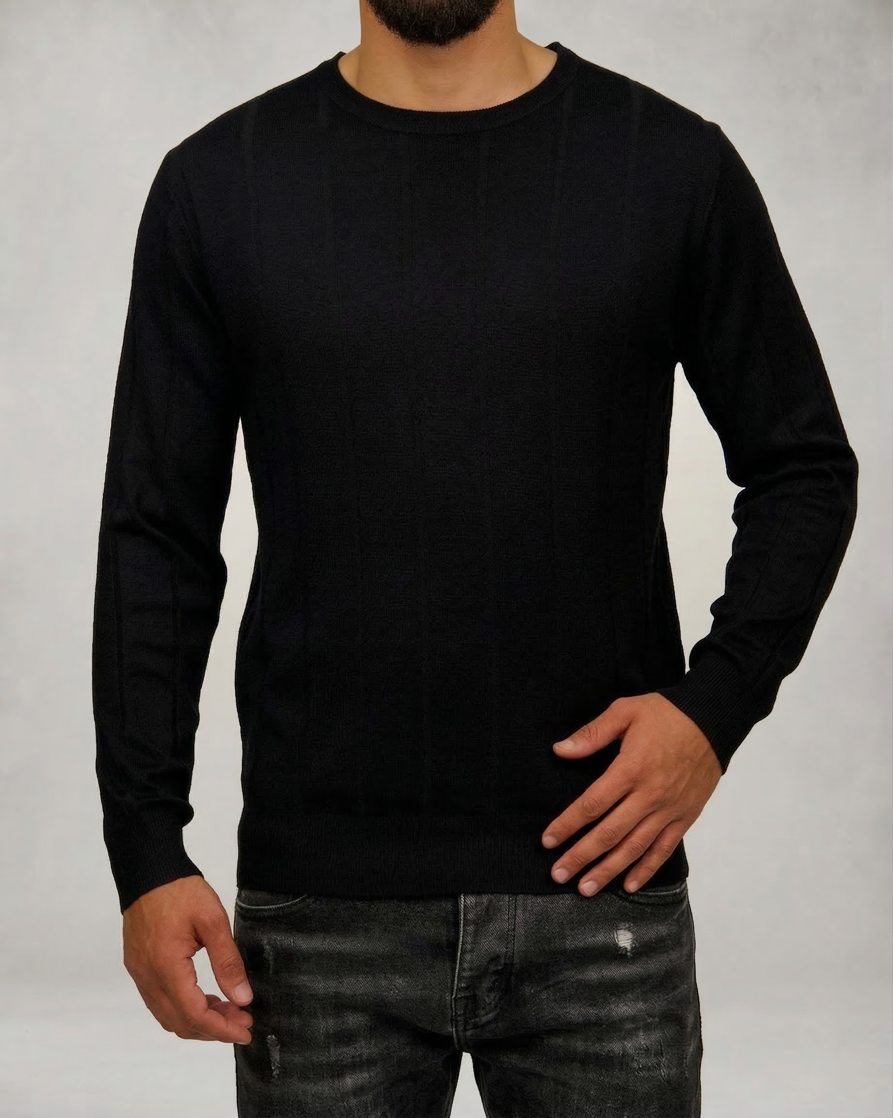 Ribbed Knit Crewneck Sweater