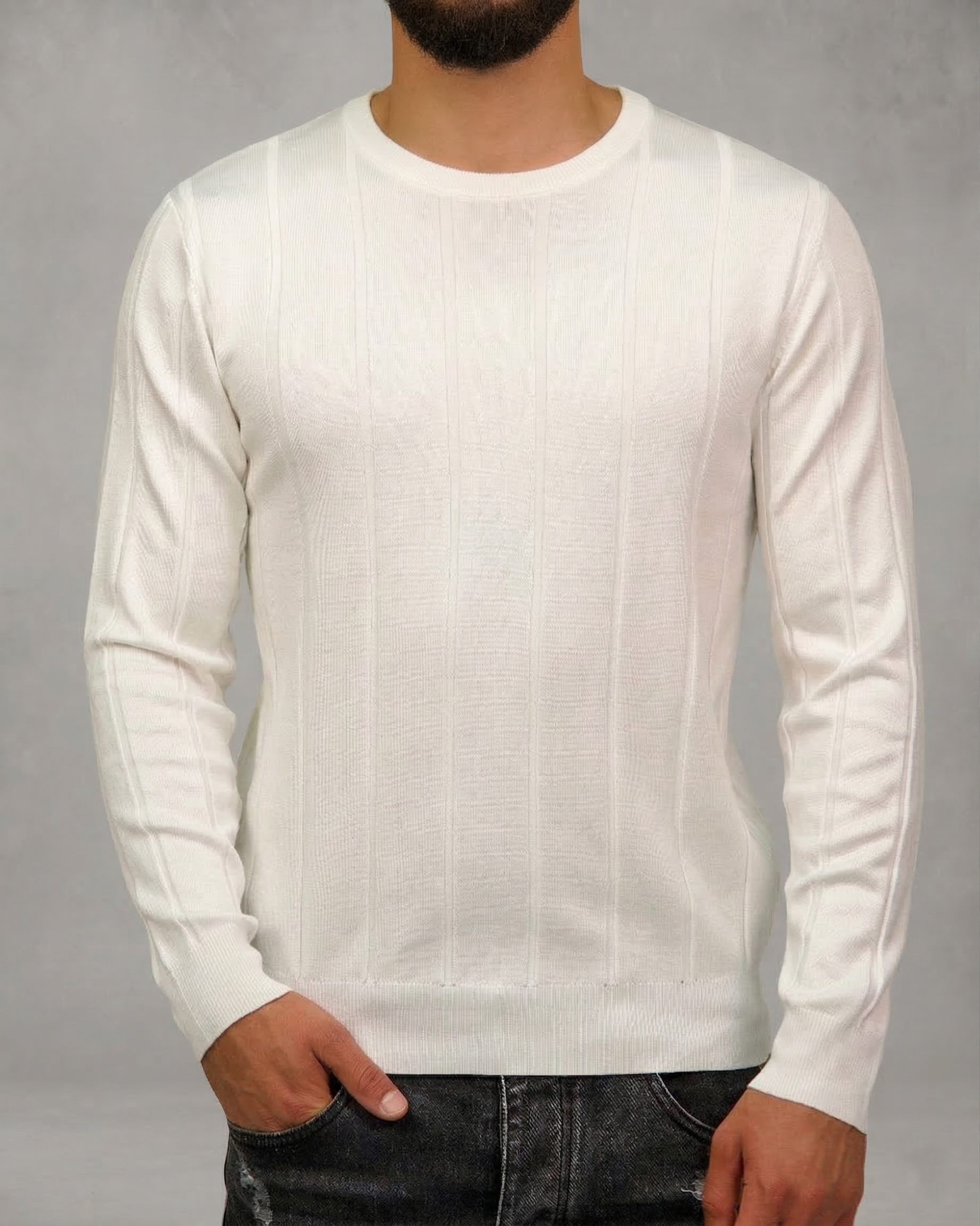 Ribbed Knit Crewneck Sweater
