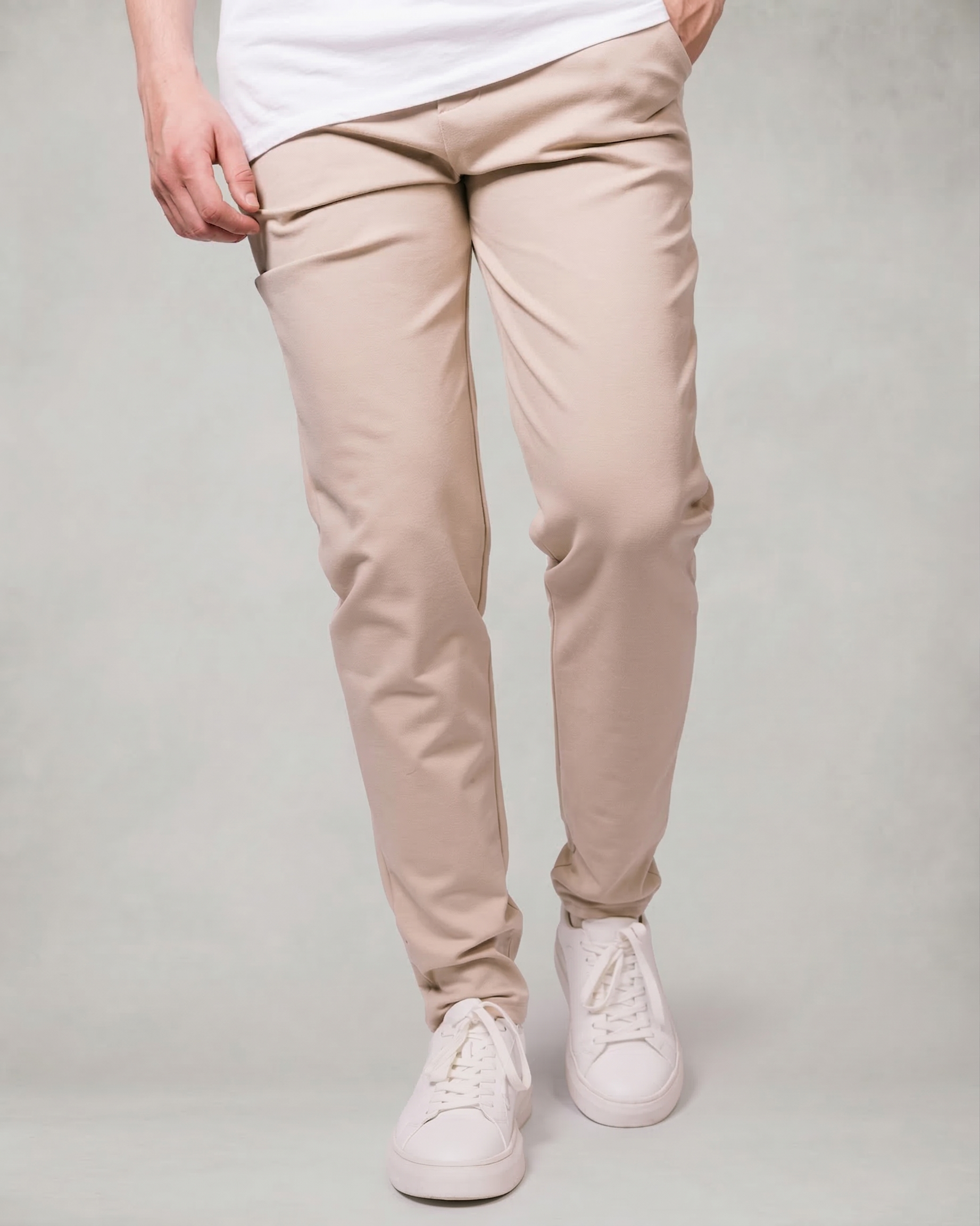 Skinny Fit Beige Stretch Trousers