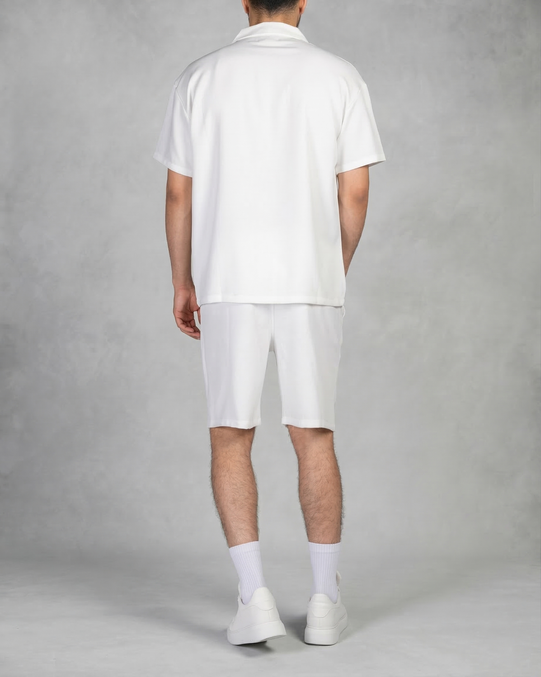 Oversized White Striped Shirt & Short Set