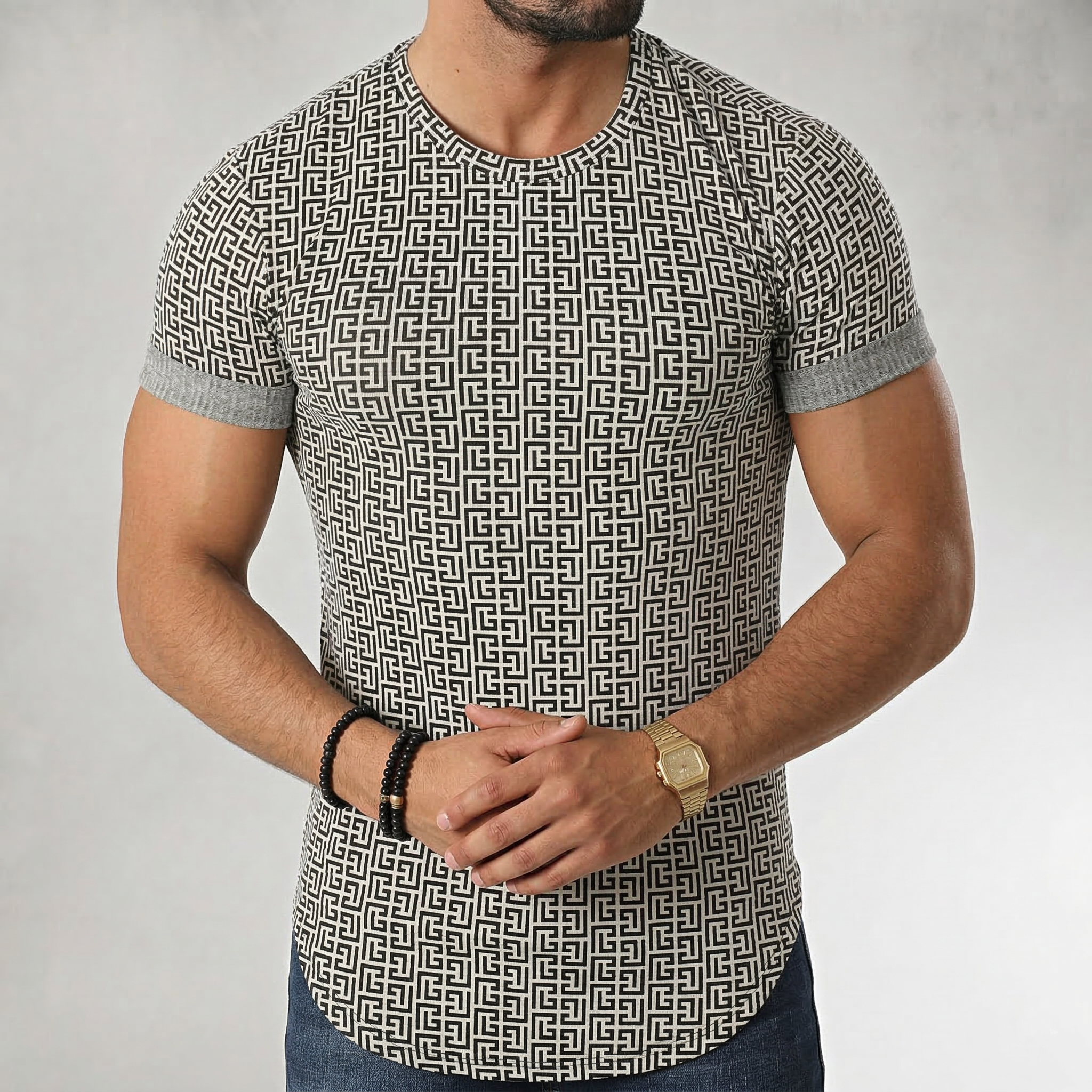 Muscle Fit Maze Pattern T-Shirt