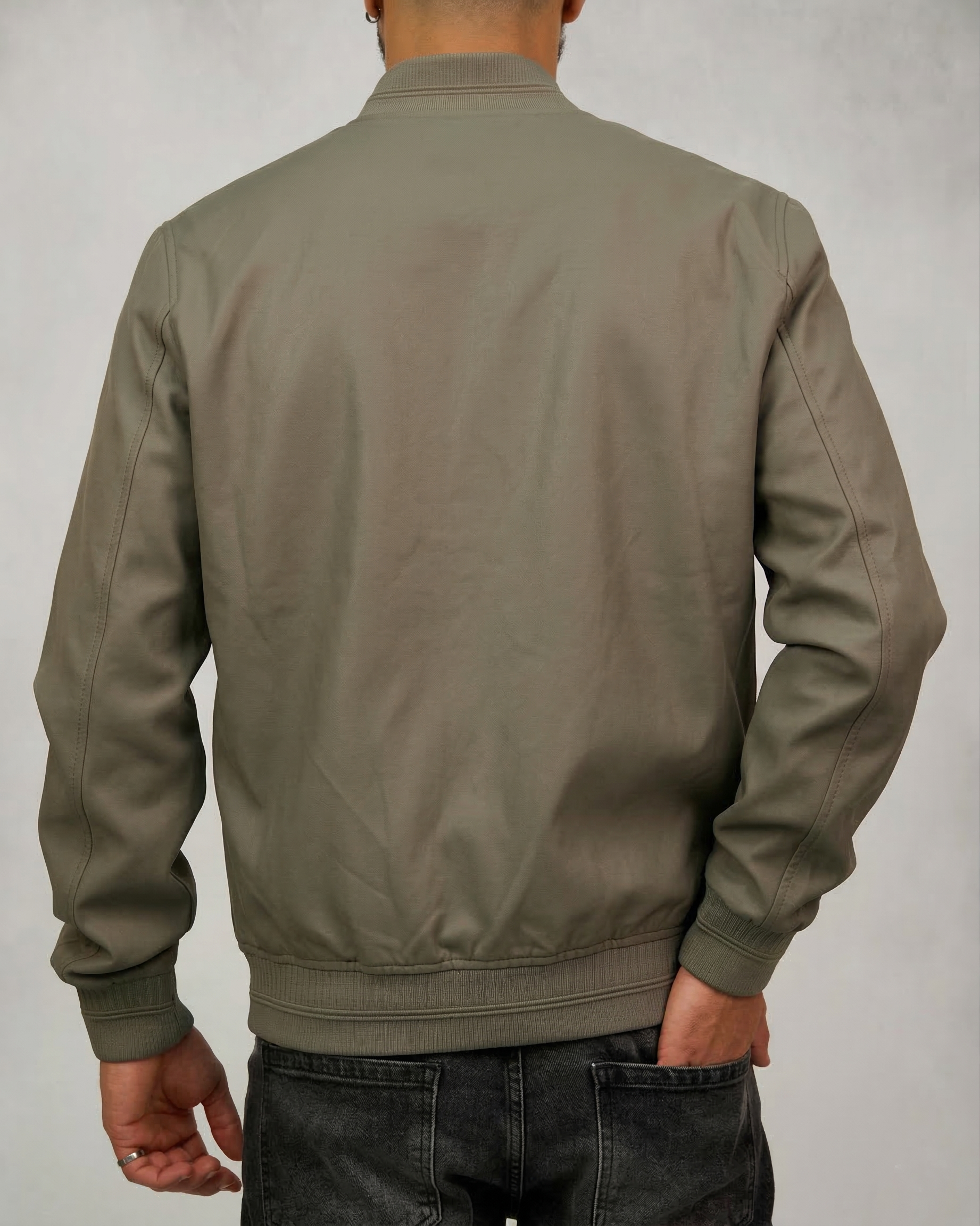 Minimalist Bomber Jacket with Snap Buttons