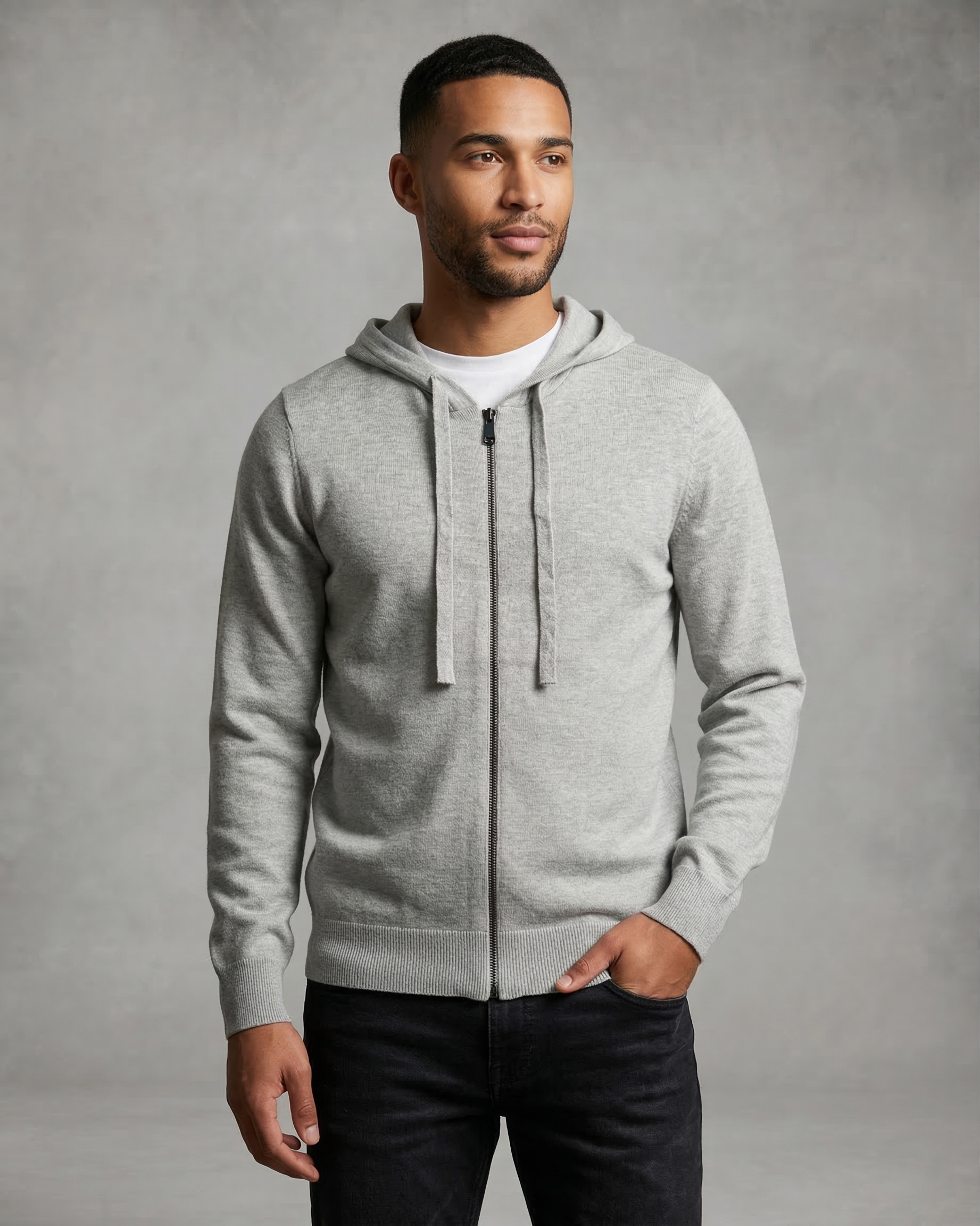 Full-Zip Knit Hoodie