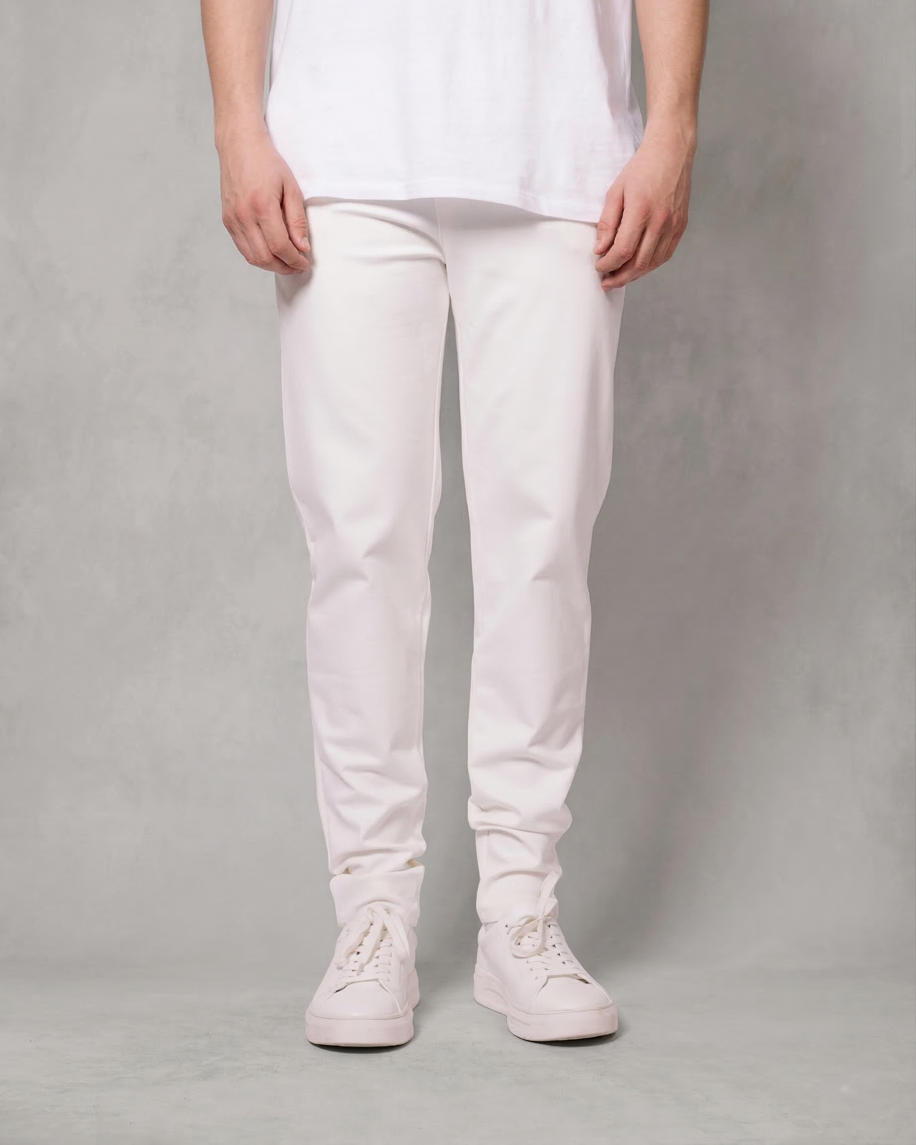 Skinny Fit White Stretch Trousers