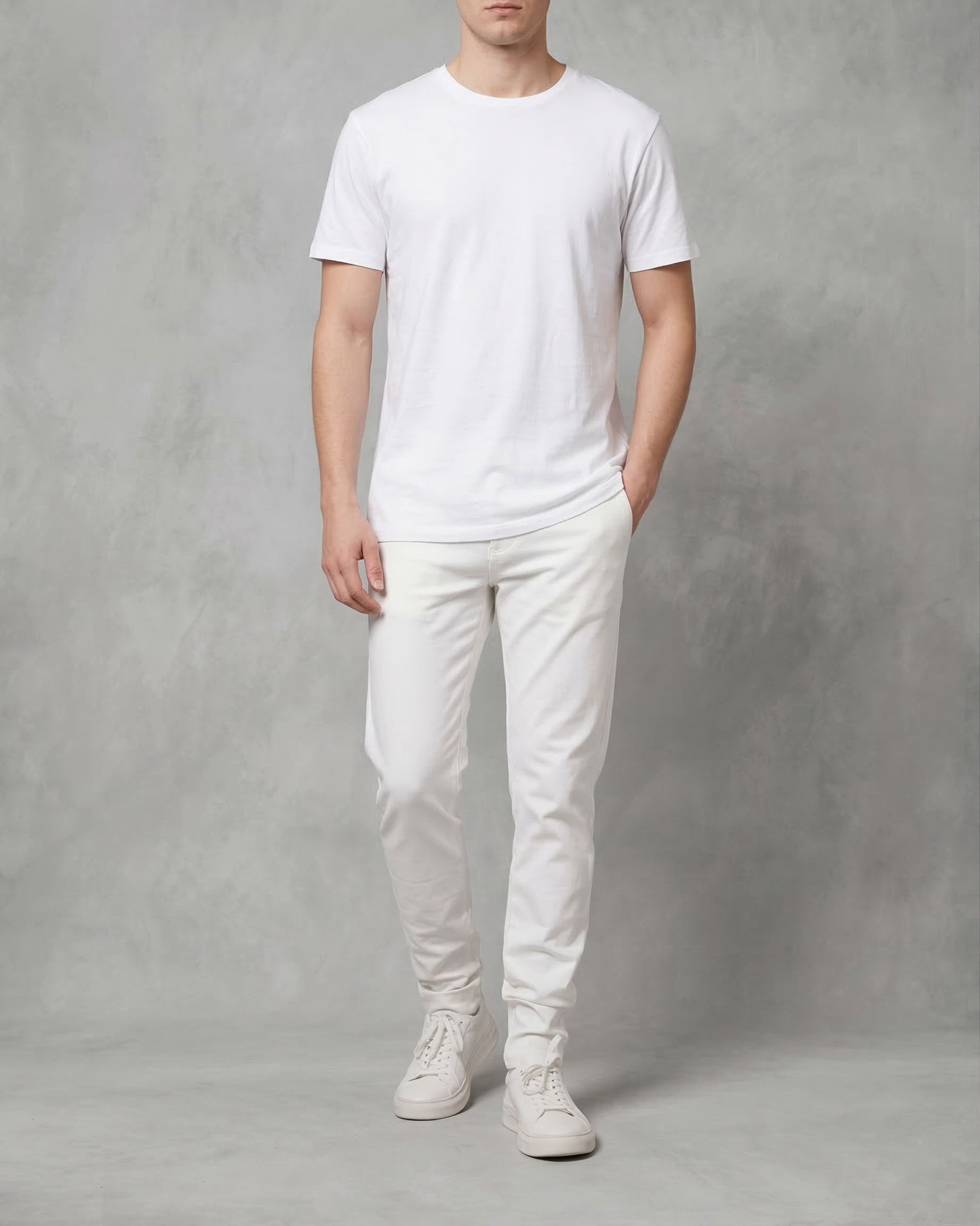 Skinny Fit White Stretch Trousers
