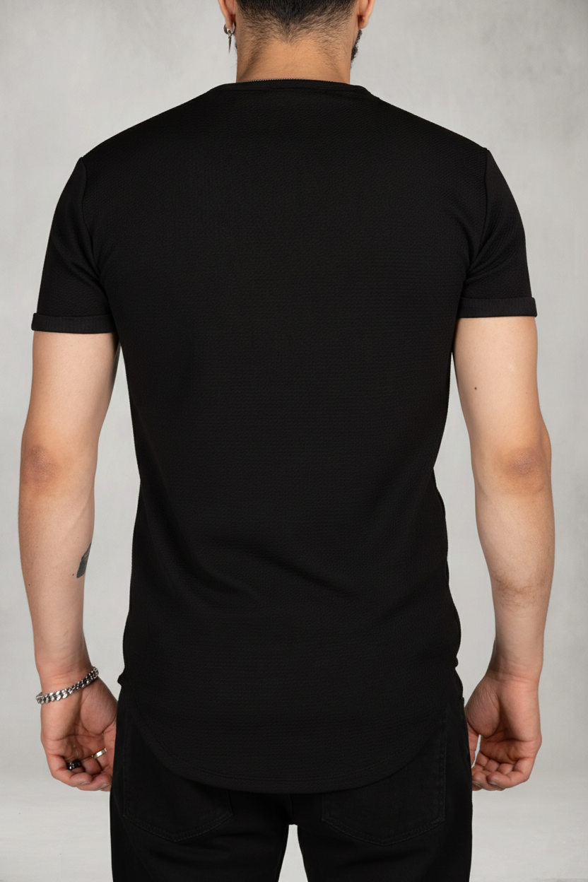 Textured Short Sleeve Longline T-Shirt