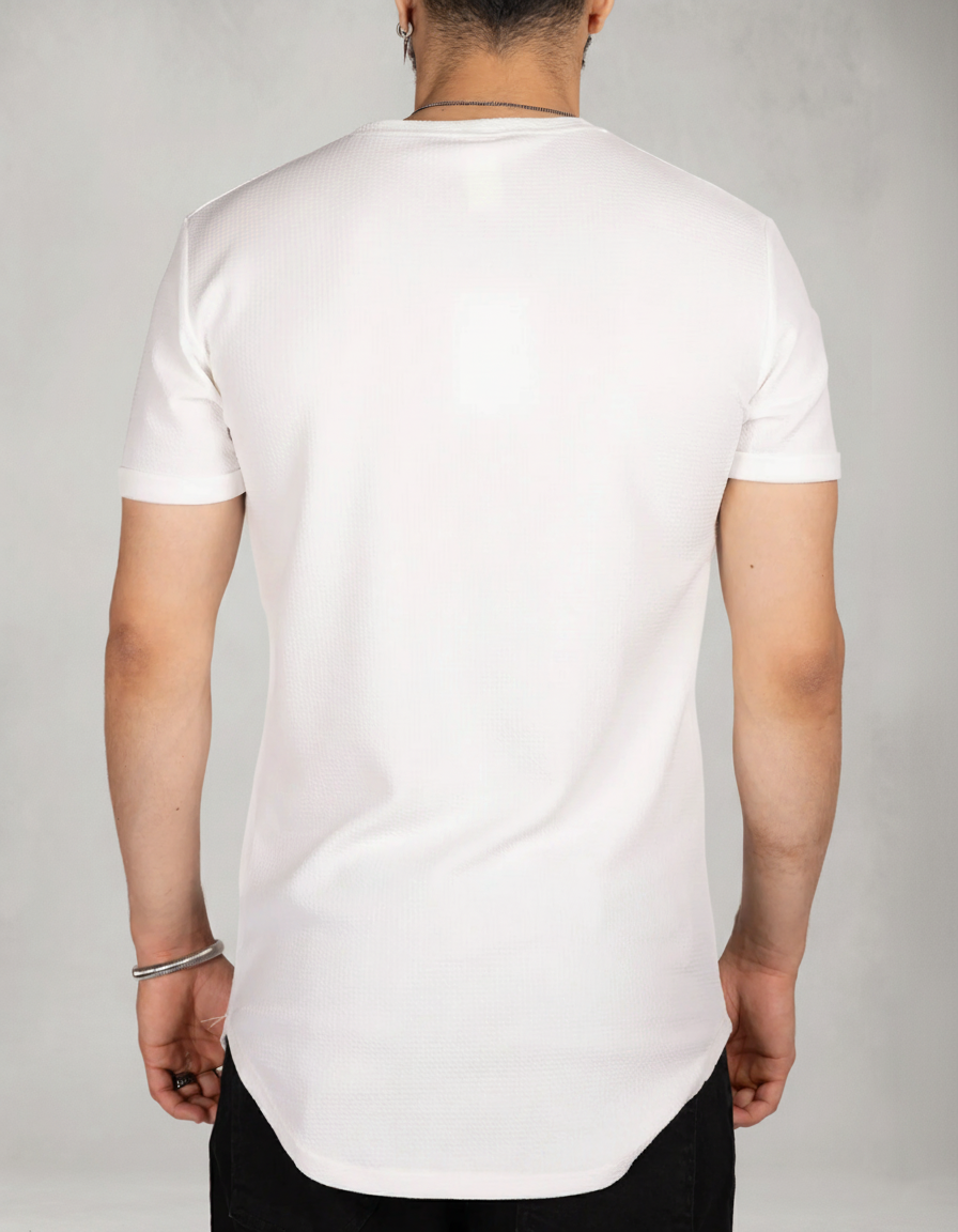 Textured Short Sleeve Longline T-Shirt