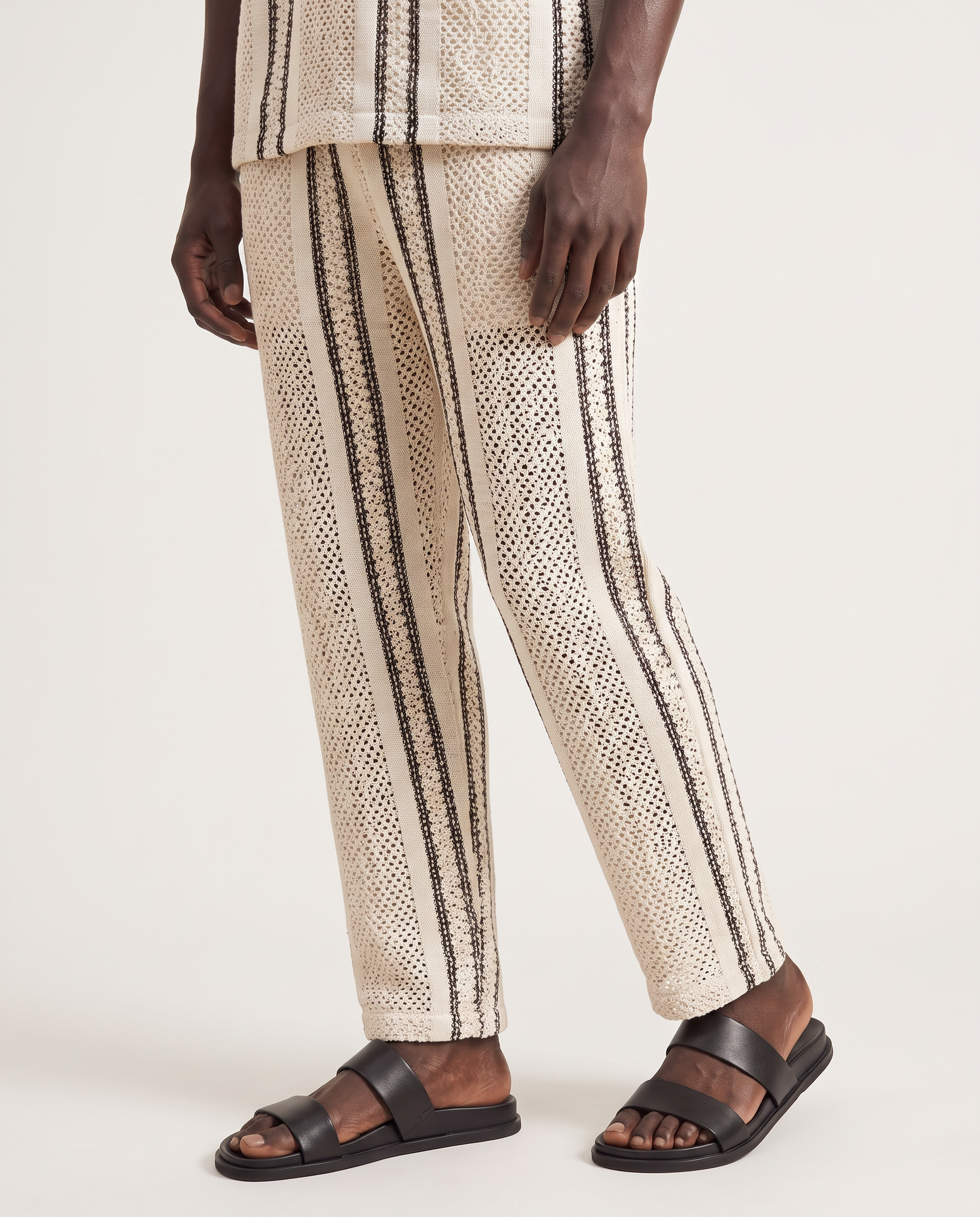 Ecru Stripe Knit Vest & Trouser Set