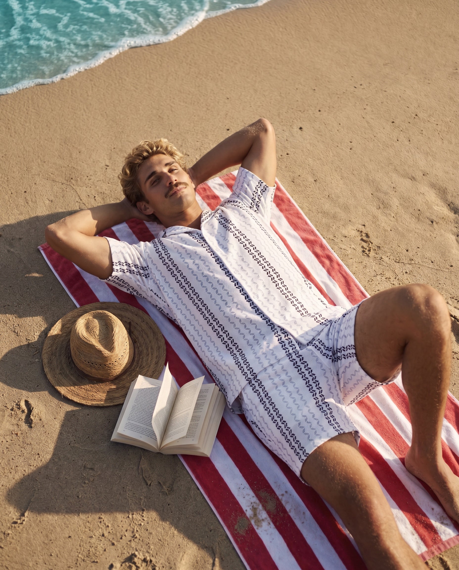 Monochrome Woven Stripe Camp Shirt & Shorts Set