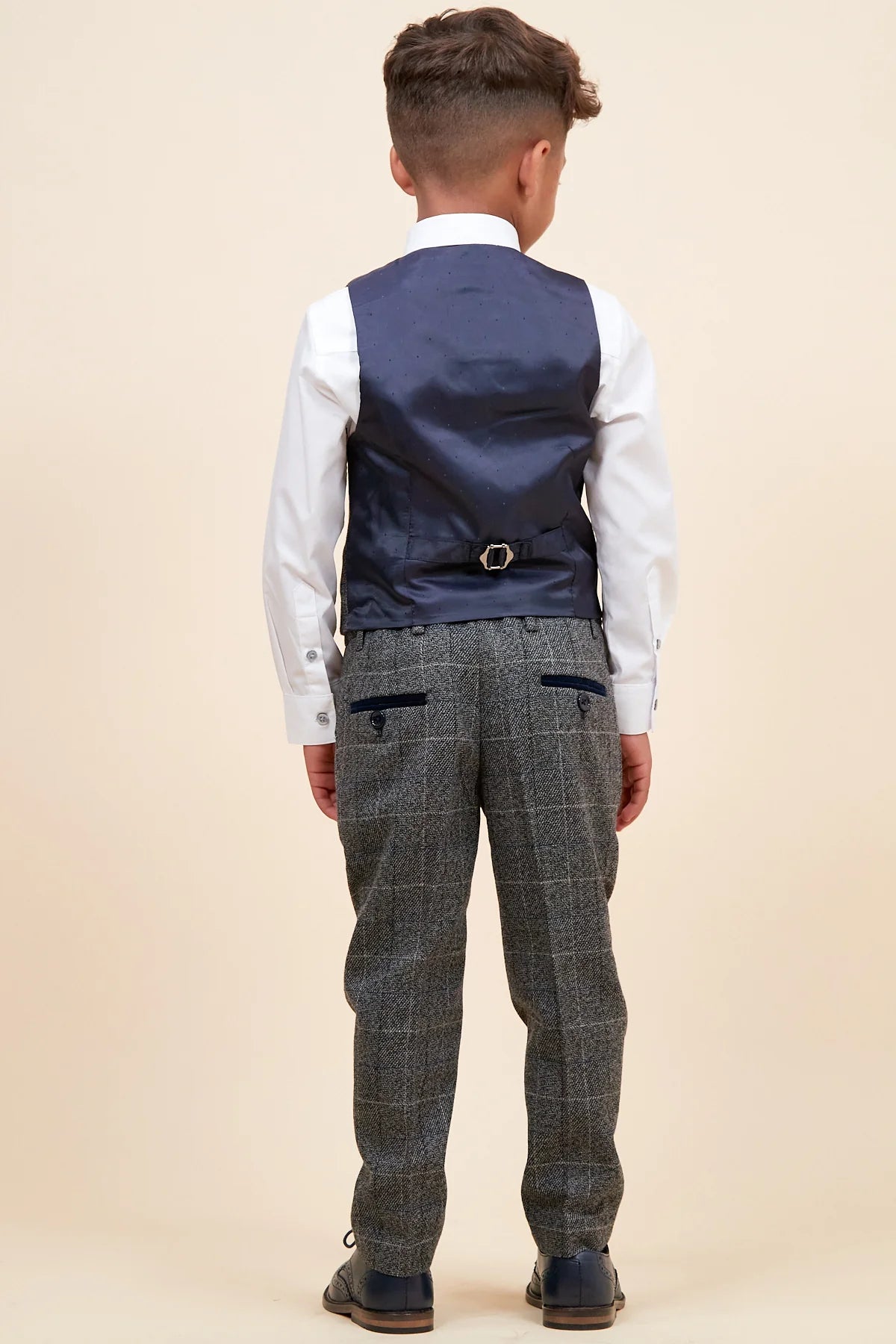Scott - Childrens Grey Check Three Piece Suit