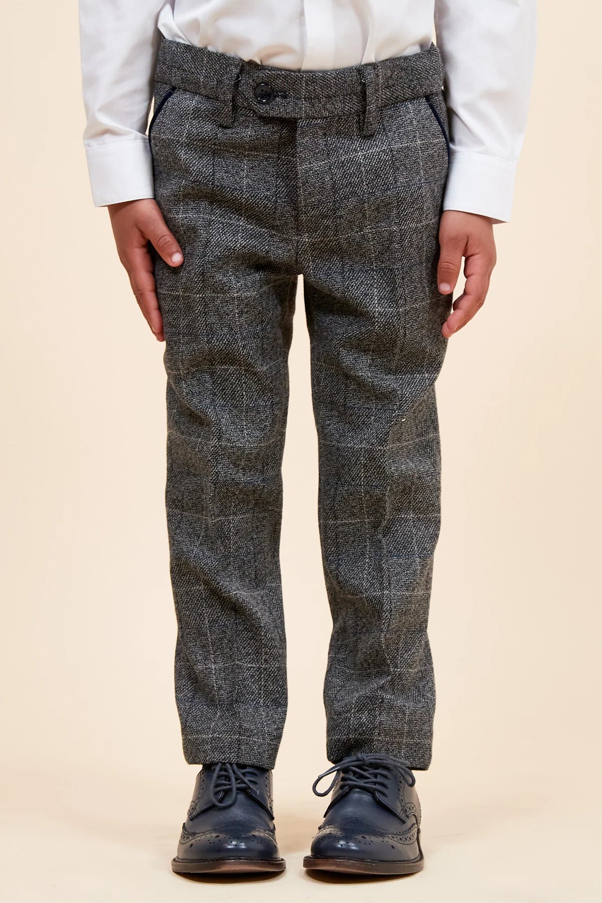 Scott - Childrens Grey Check Three Piece Suit