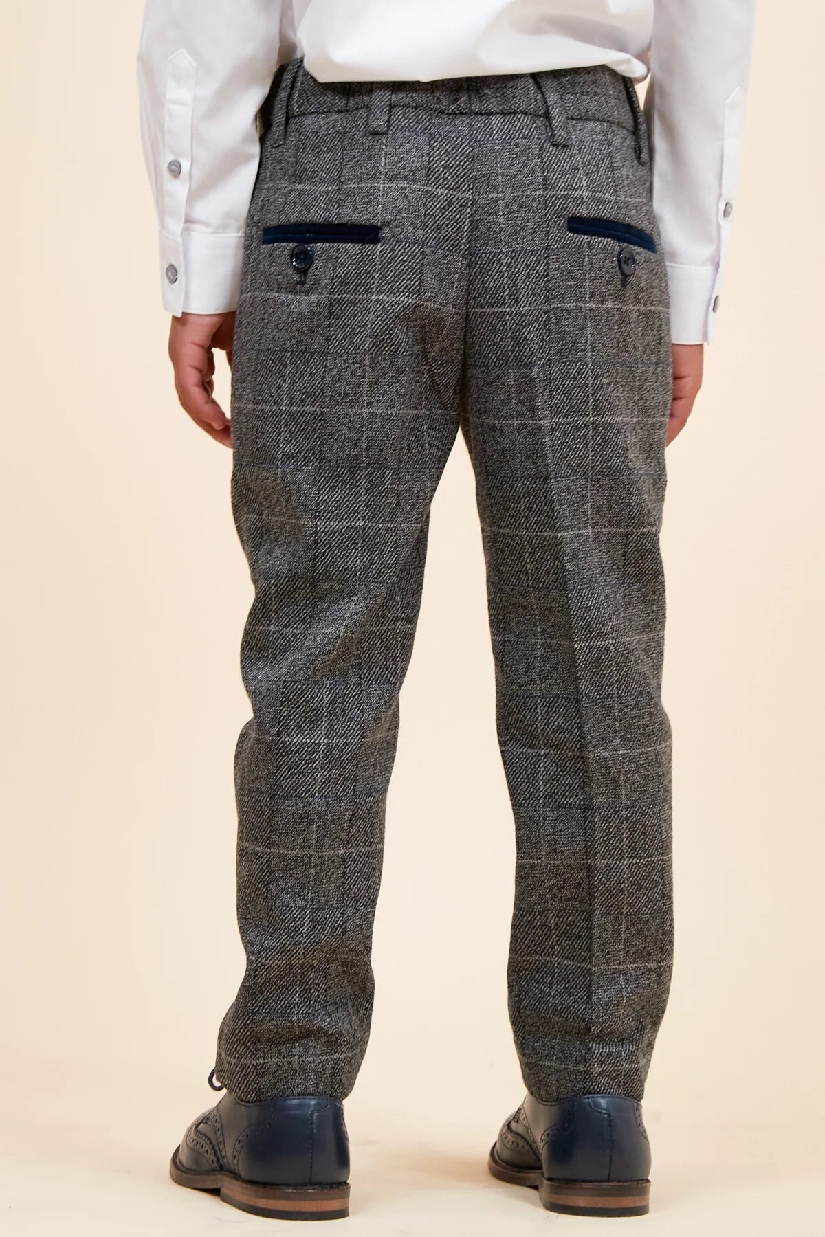 Scott - Childrens Grey Check Three Piece Suit