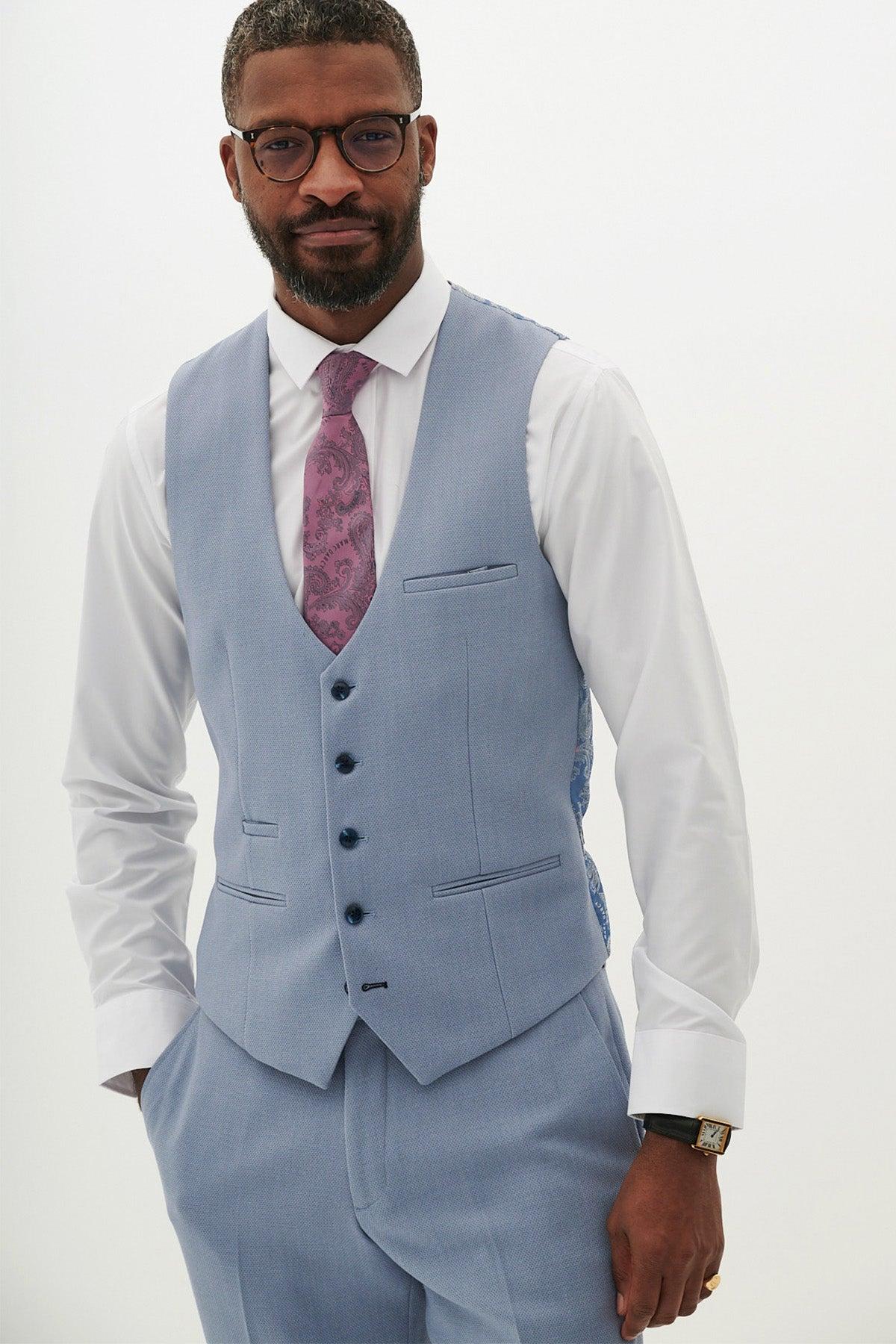 HM5 - Sky Blue Single Breasted Waistcoat