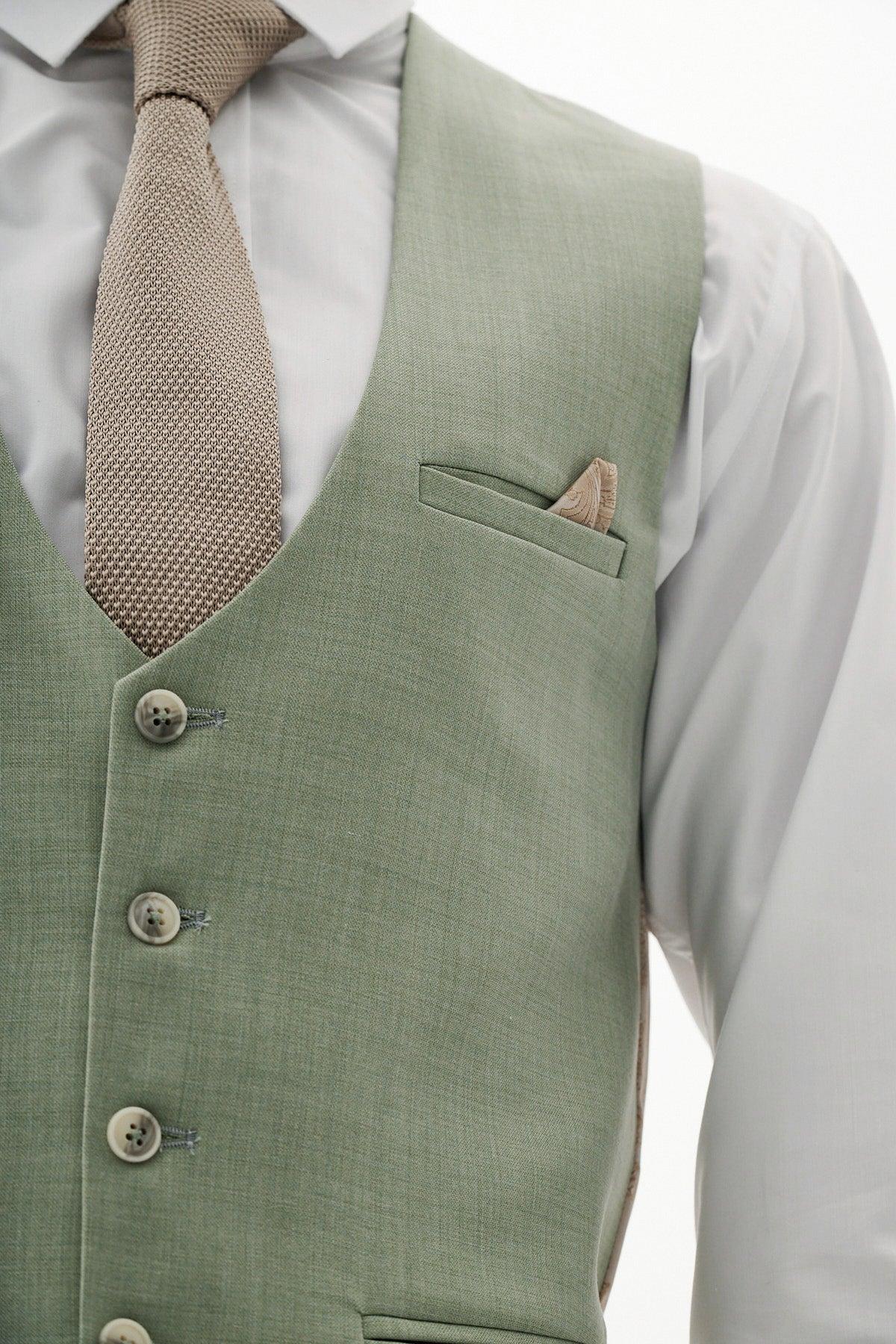 Finley - Moss Green Single Breasted Waistcoat