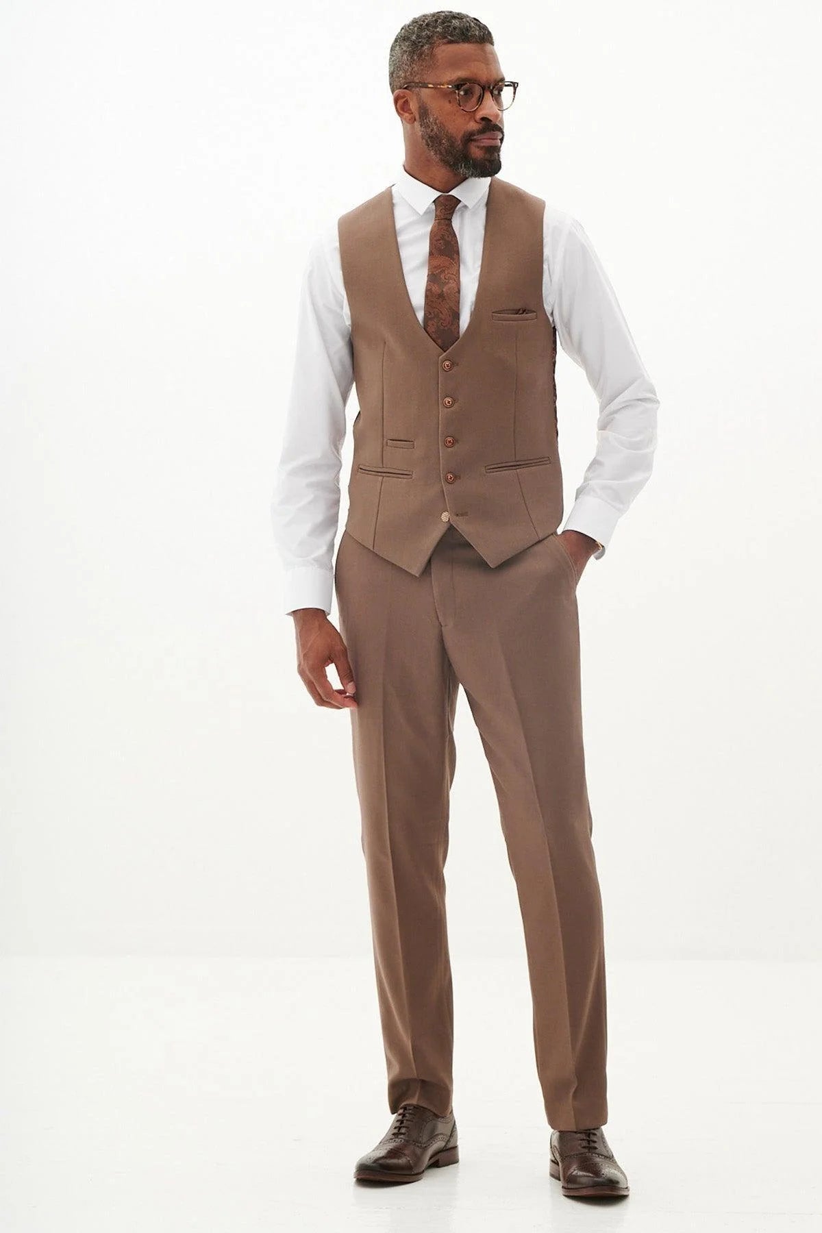 HM5 - Tan Single Breasted Waistcoat