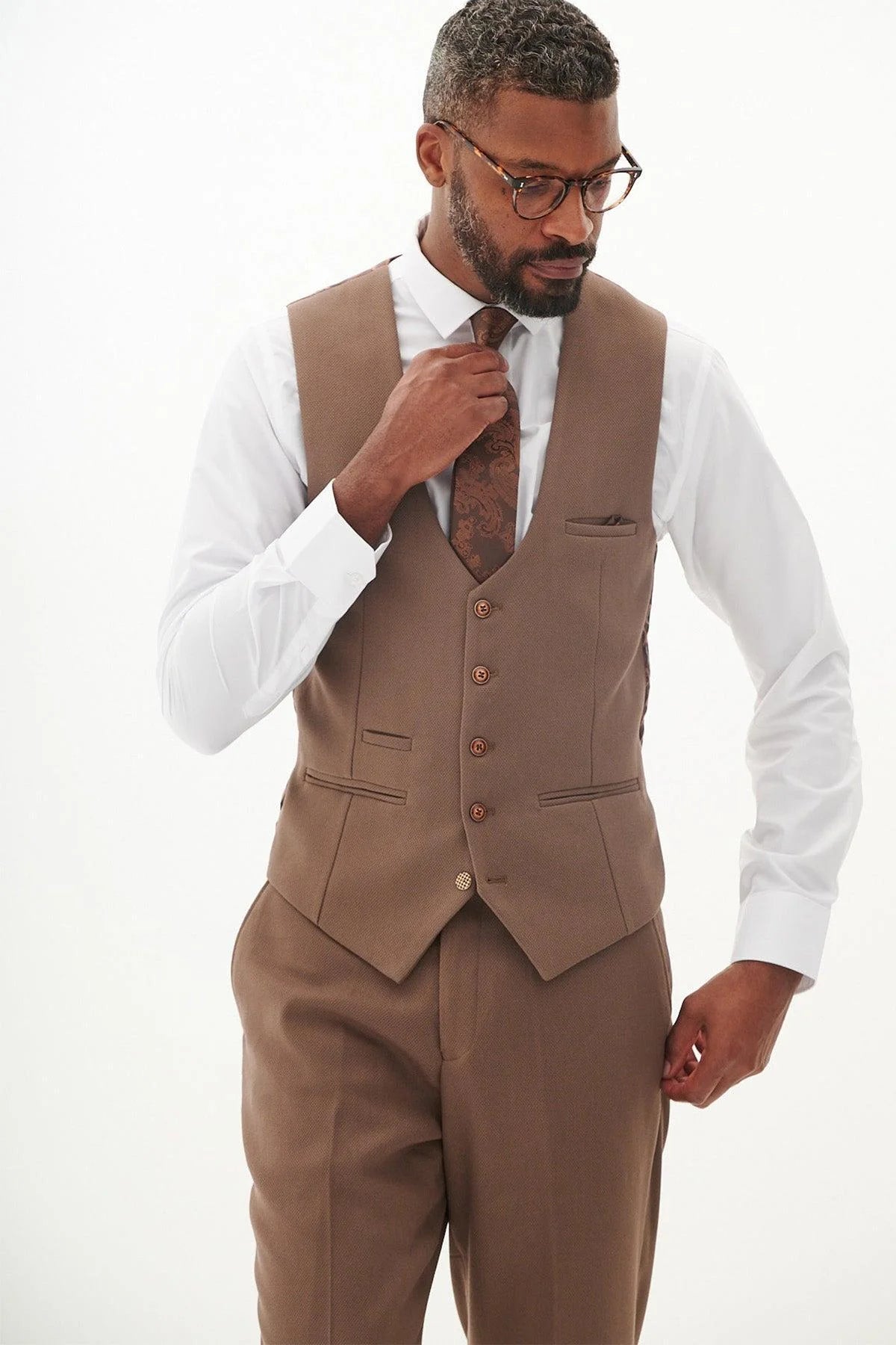 HM5 - Tan Single Breasted Waistcoat