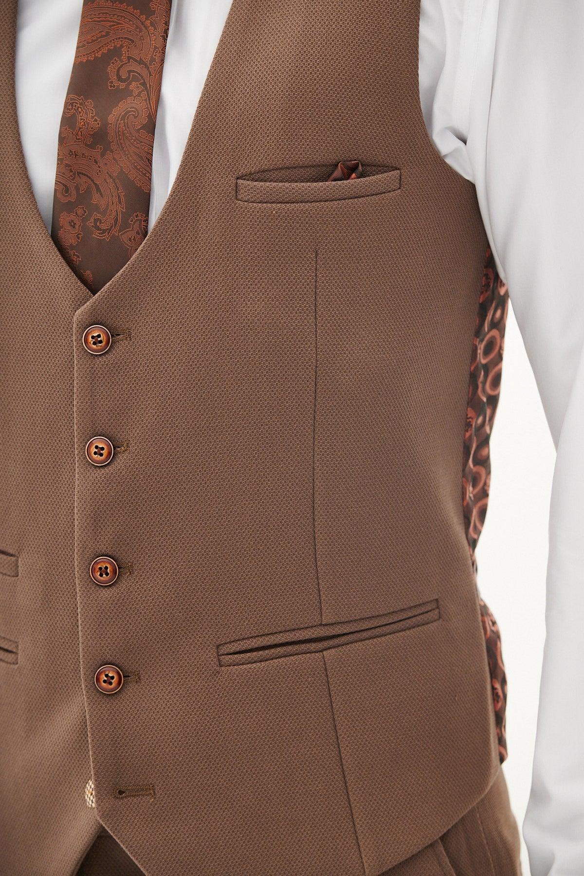 HM5 - Tan Single Breasted Waistcoat