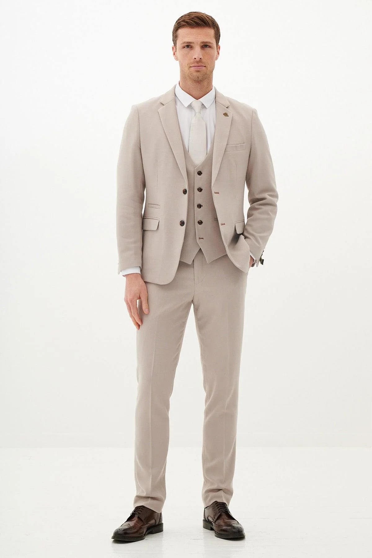 HM5 - Stone Tailored Three Piece Suit