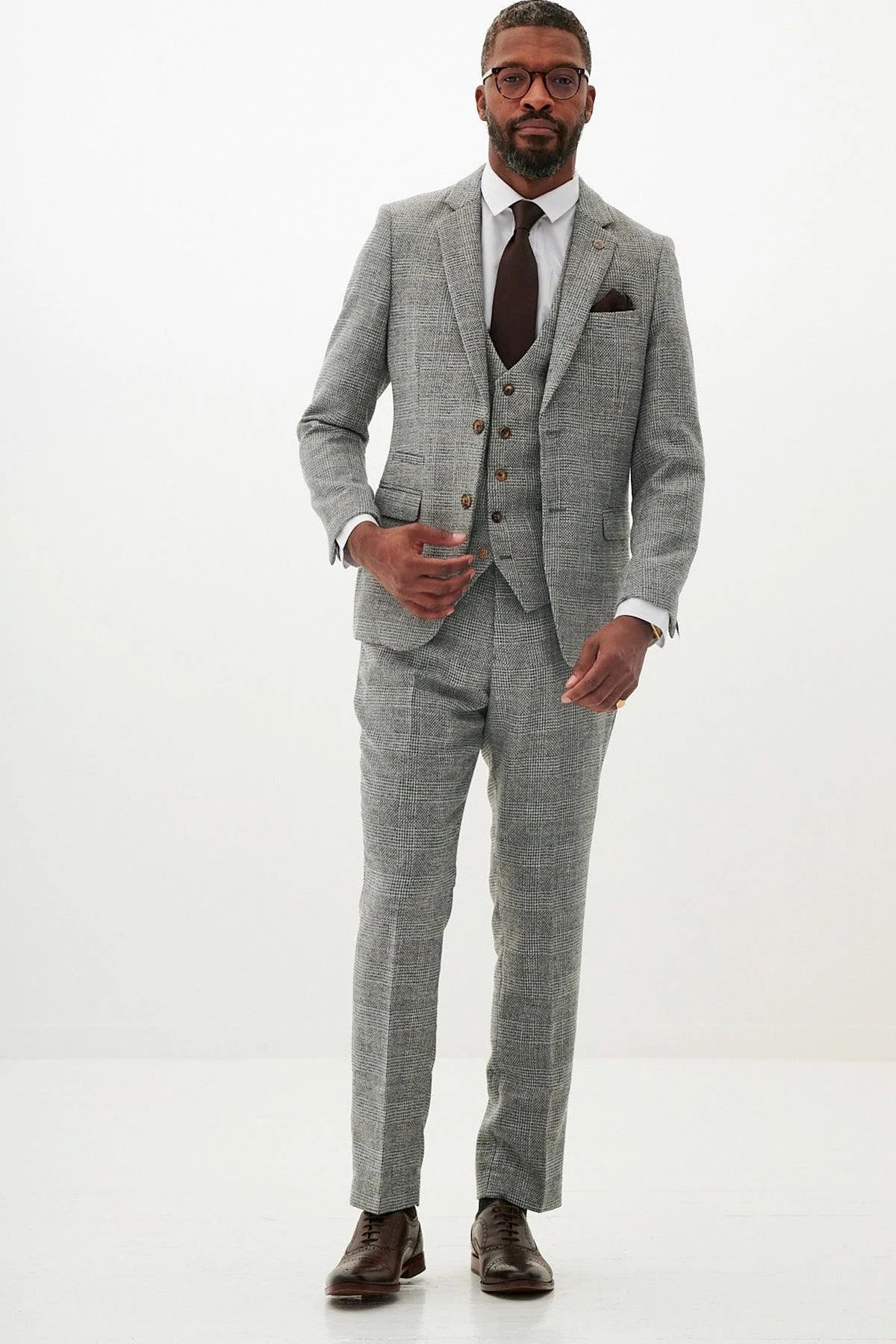 KRIS - Silver Grey Tweed Three Piece Suit