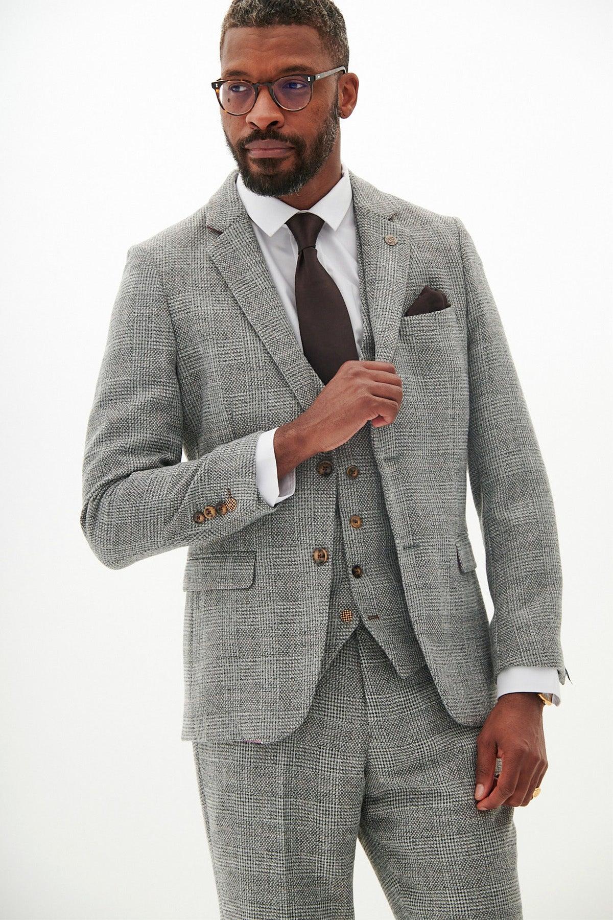 Kris - Silver Grey Tweed Blazer