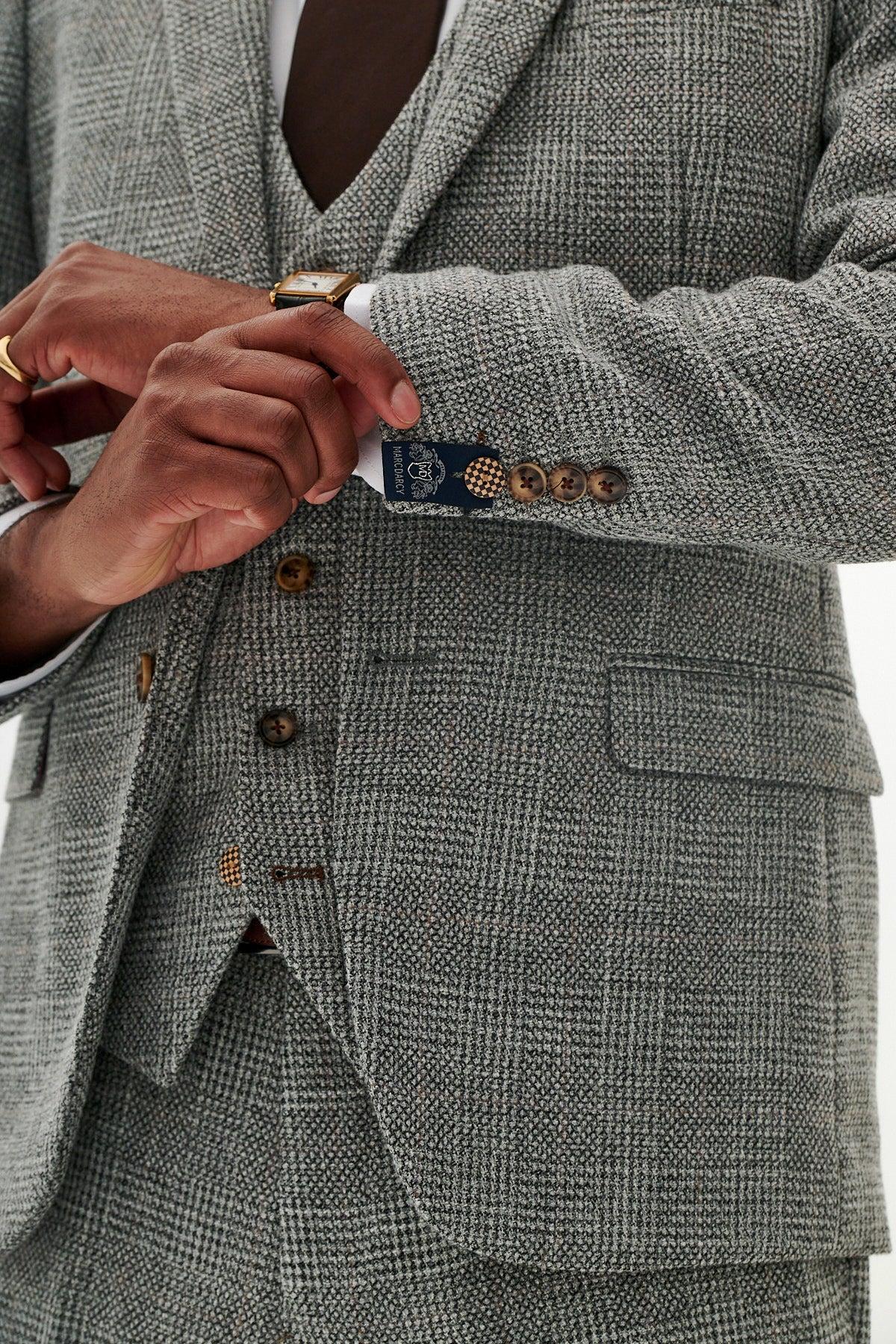 KRIS - Silver Grey Tweed Three Piece Suit