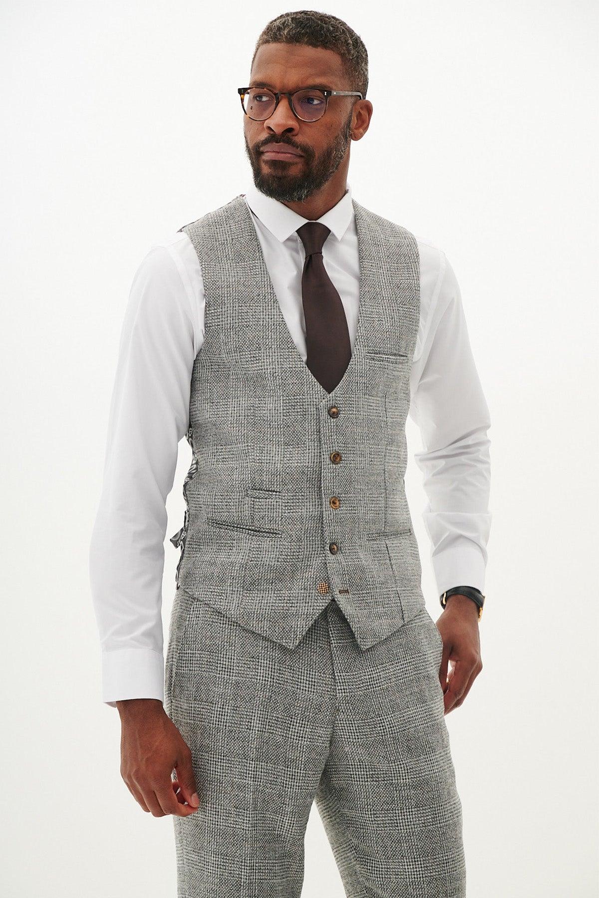 KRIS - Silver Grey Tweed Three Piece Suit