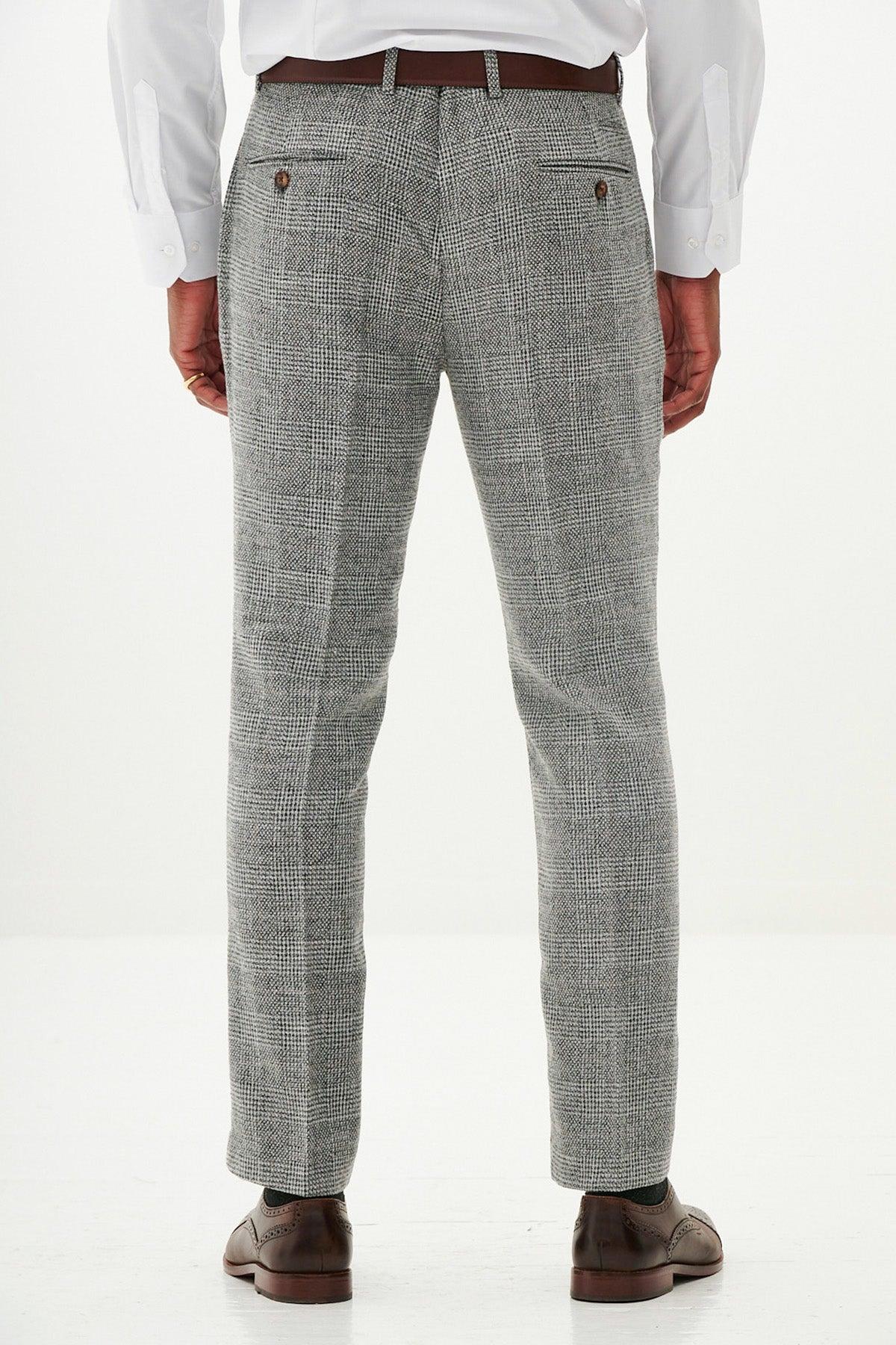 Kris - Silver Grey Tweed Trousers