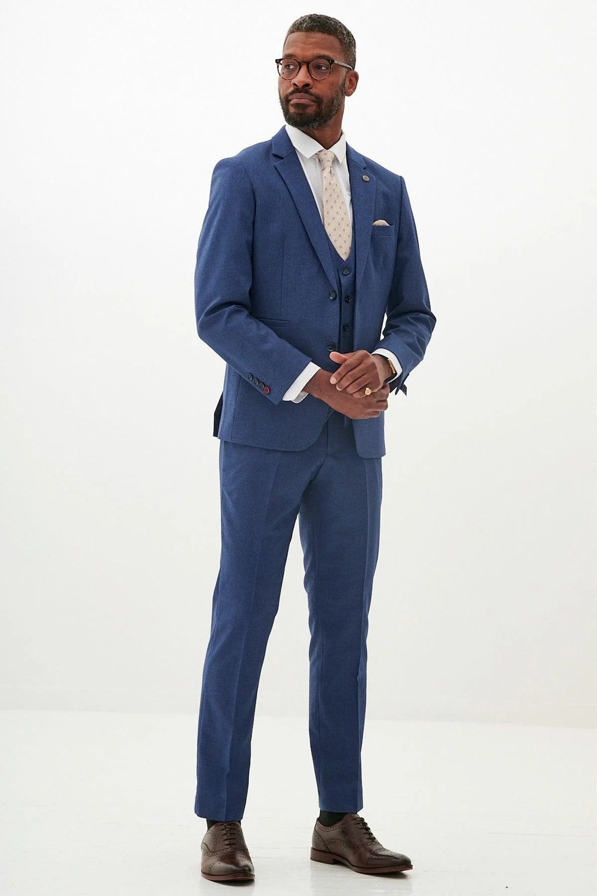 Ashley - Navy Blue Three Piece Suit