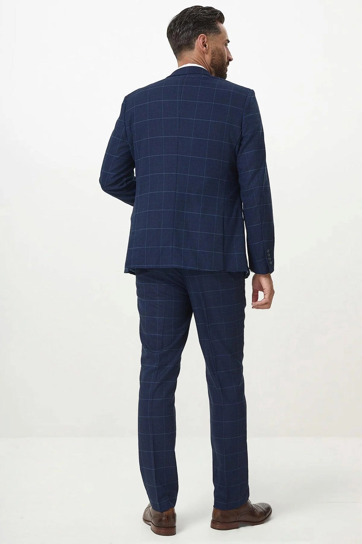 Edinson - Navy Sky Check Three Piece Suit