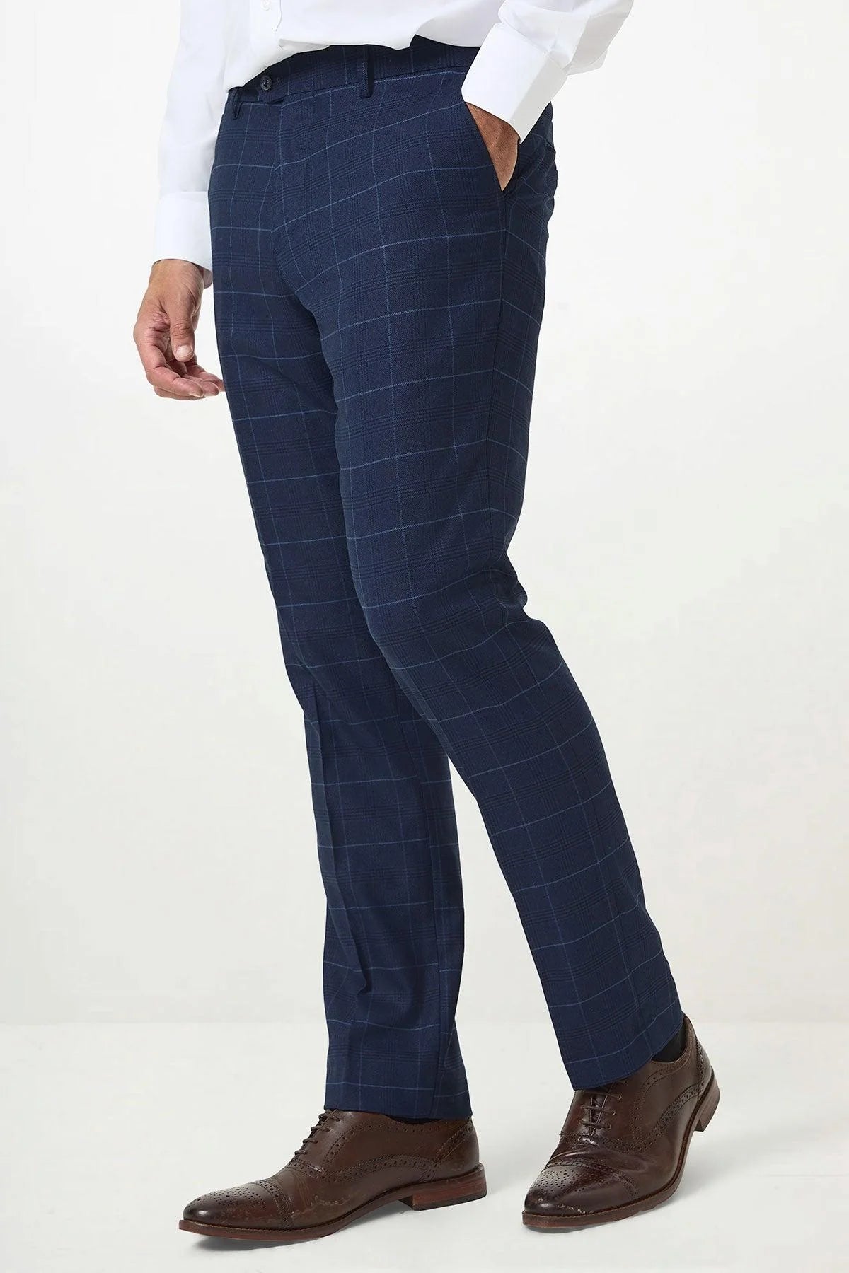 Edinson - Navy Sky Check Trousers