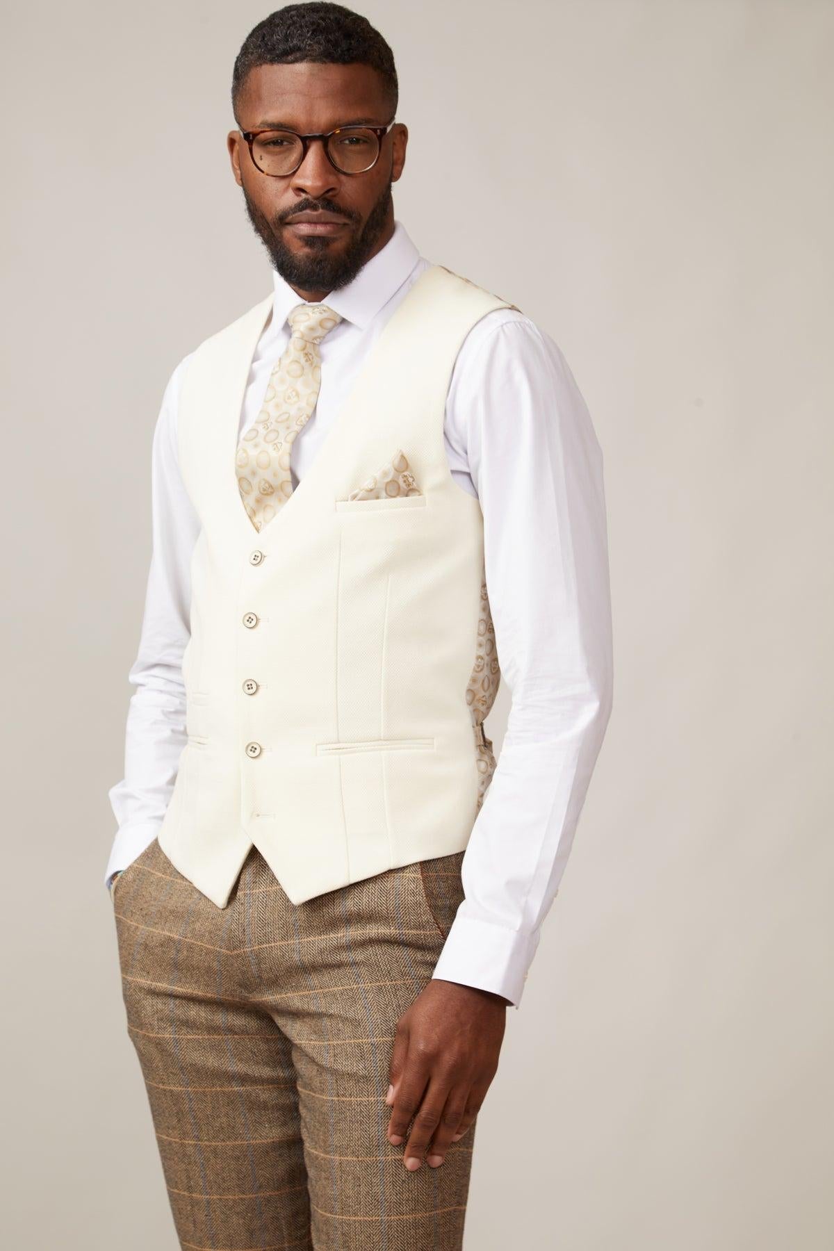 Kelvin Cream Single Breasted Waistcoat
