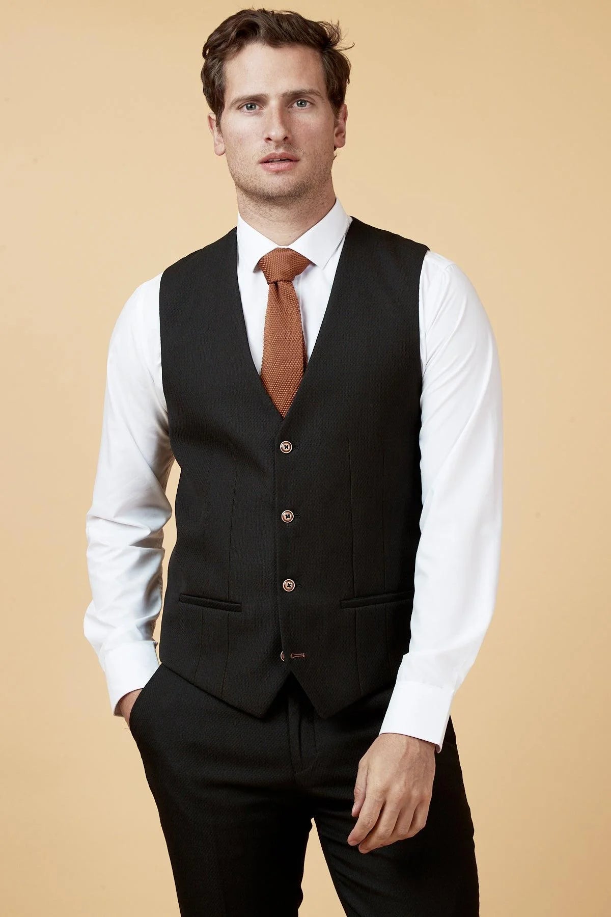 Max - Black Single Breasted Waistcoat