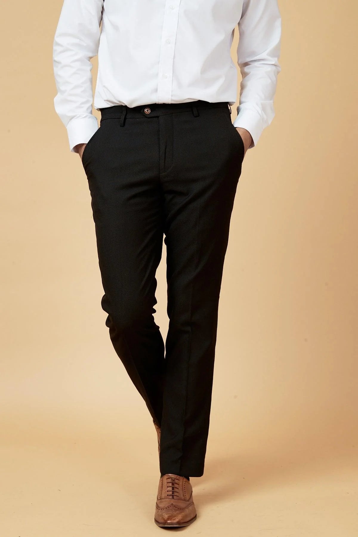 Max - Black Trousers With Contrast Buttons