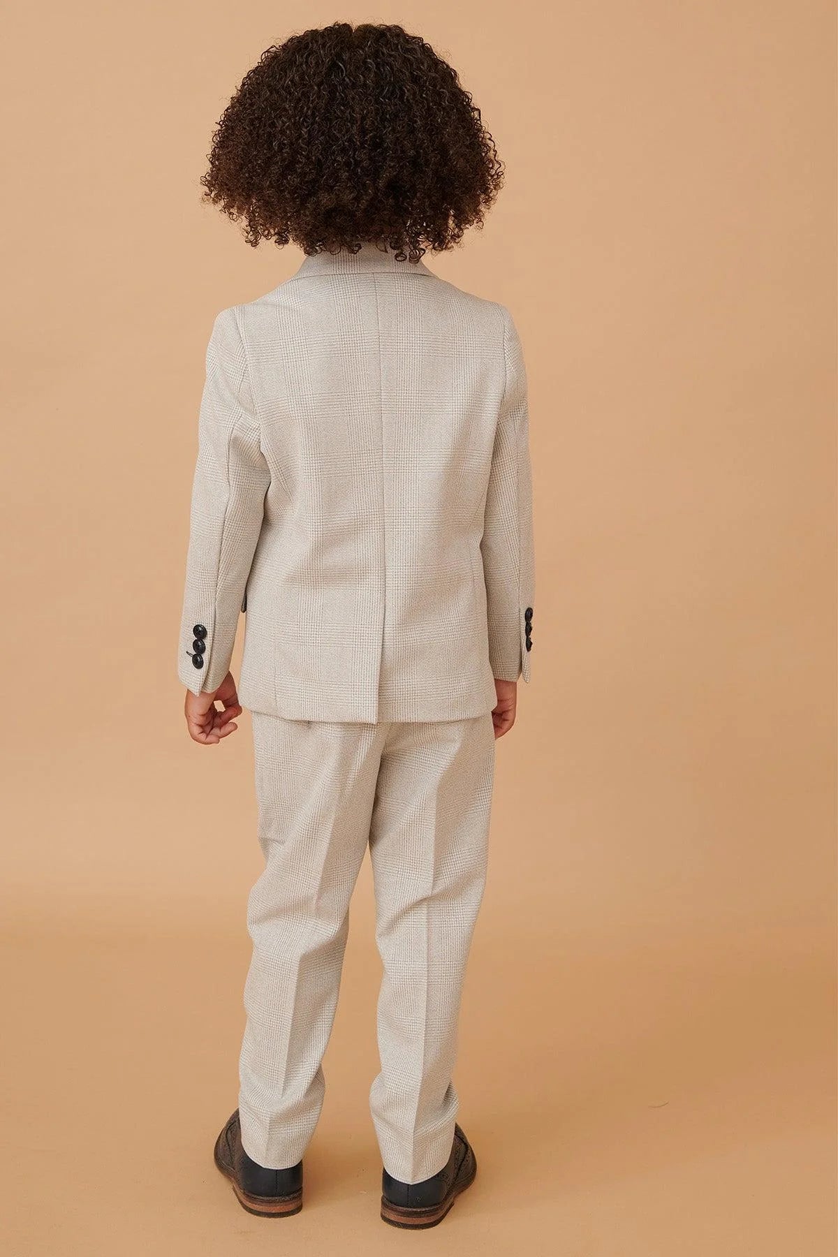 Bromley - Children's Stone Check Print Three Piece Suit