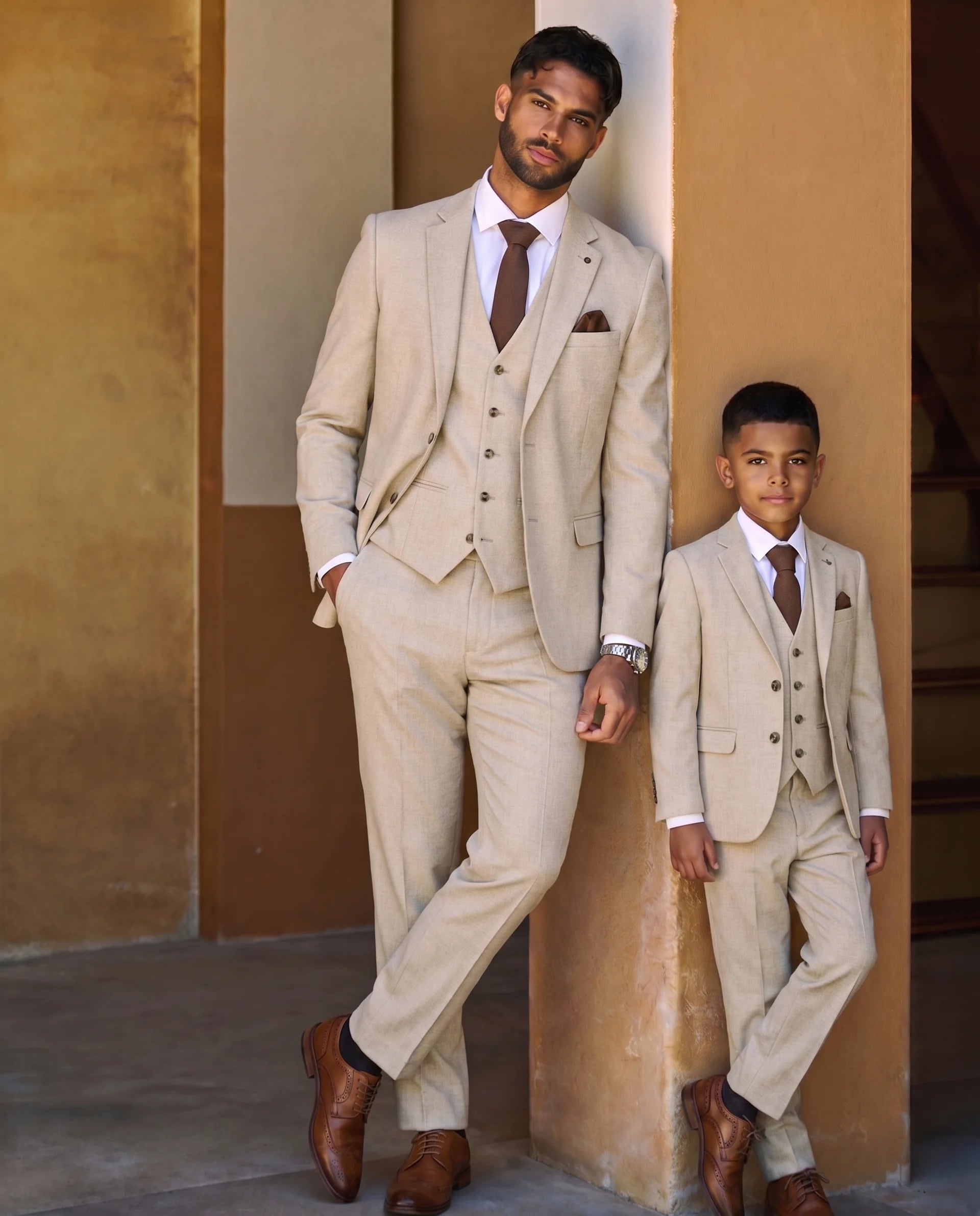 Father & Son - Belmont Beige Three Piece Suit