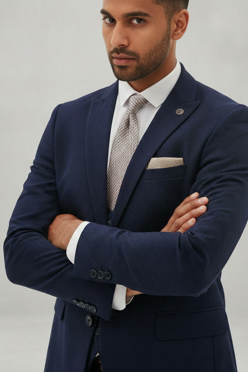 Bromley - Navy Check Blazer