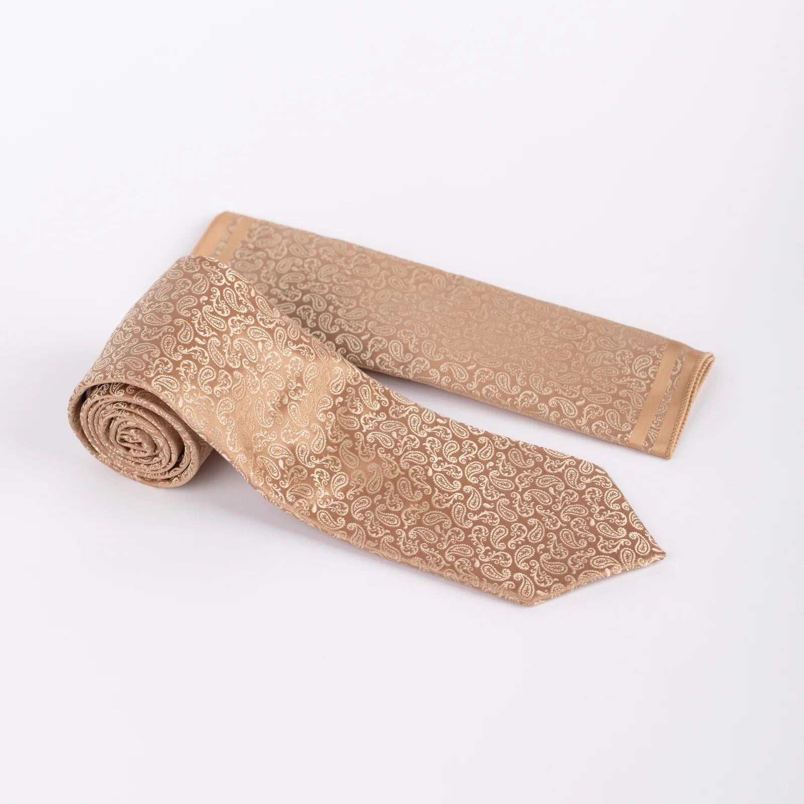 Mini Paisley - Tie & Pocket Square Set in Champagne