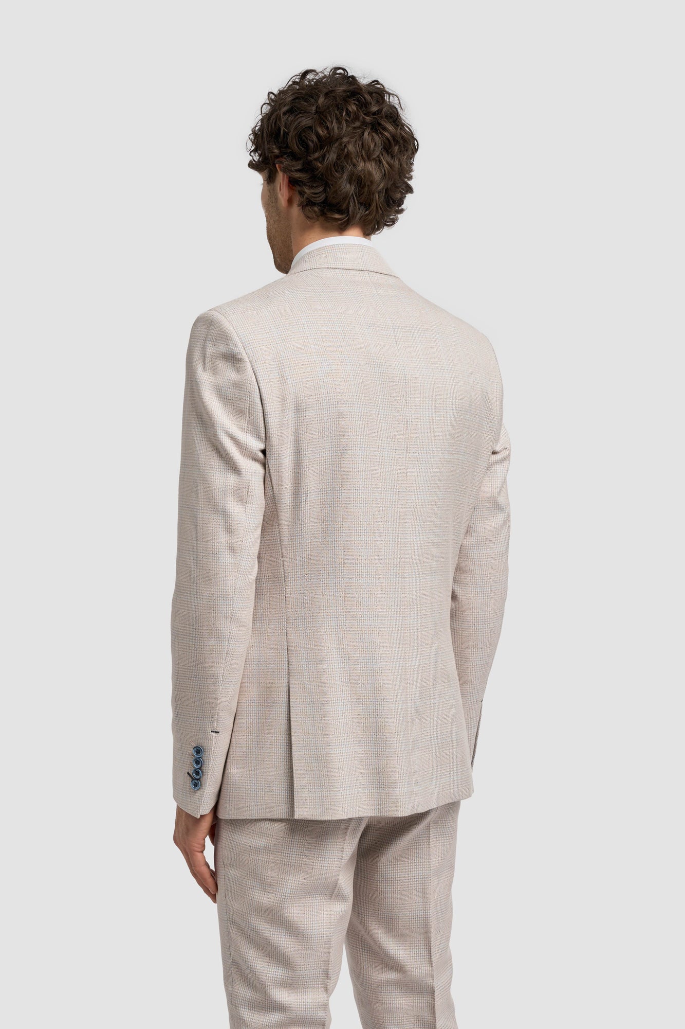 Caridi - Beige Regular Check Three Piece Suit