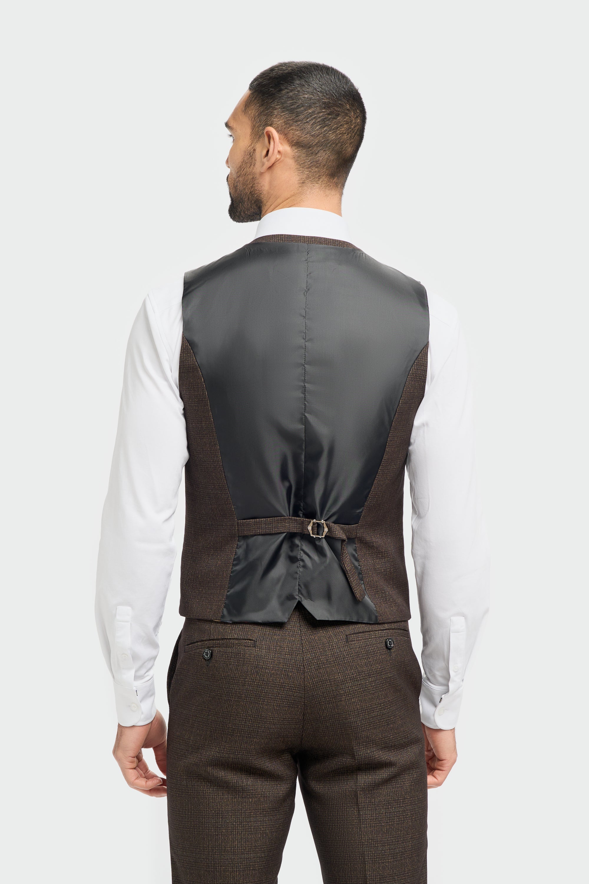 Caridi Brown Regular Check Three Piece Suit
