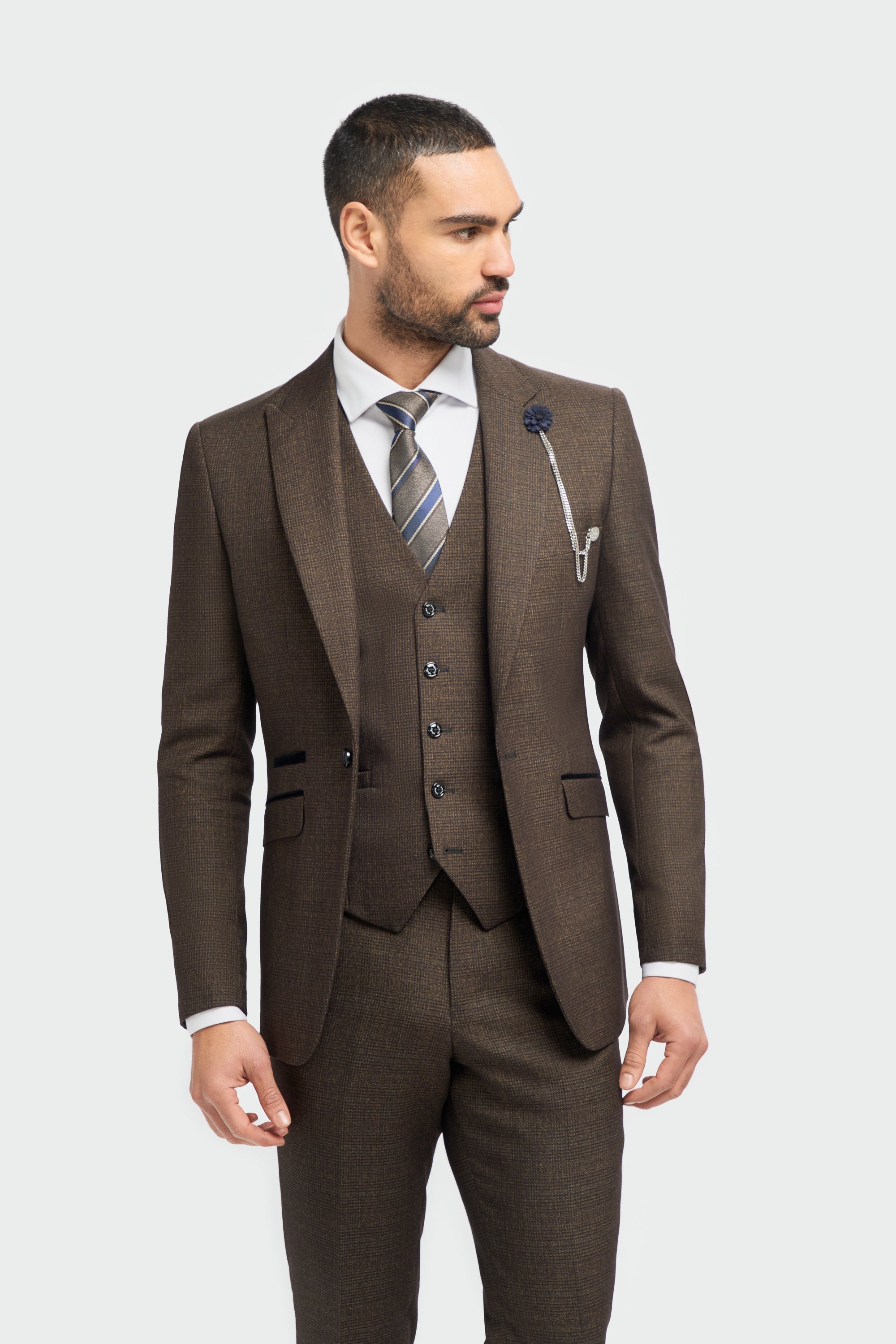 Caridi Brown Slim Fit Blazer