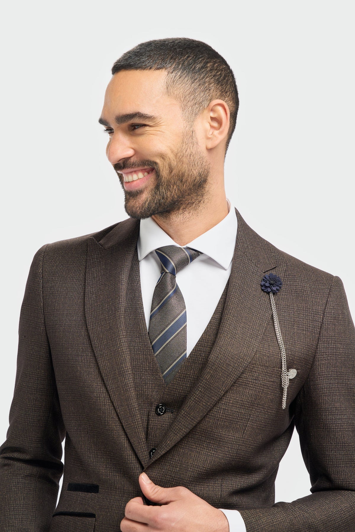 Caridi Brown Slim Fit Blazer