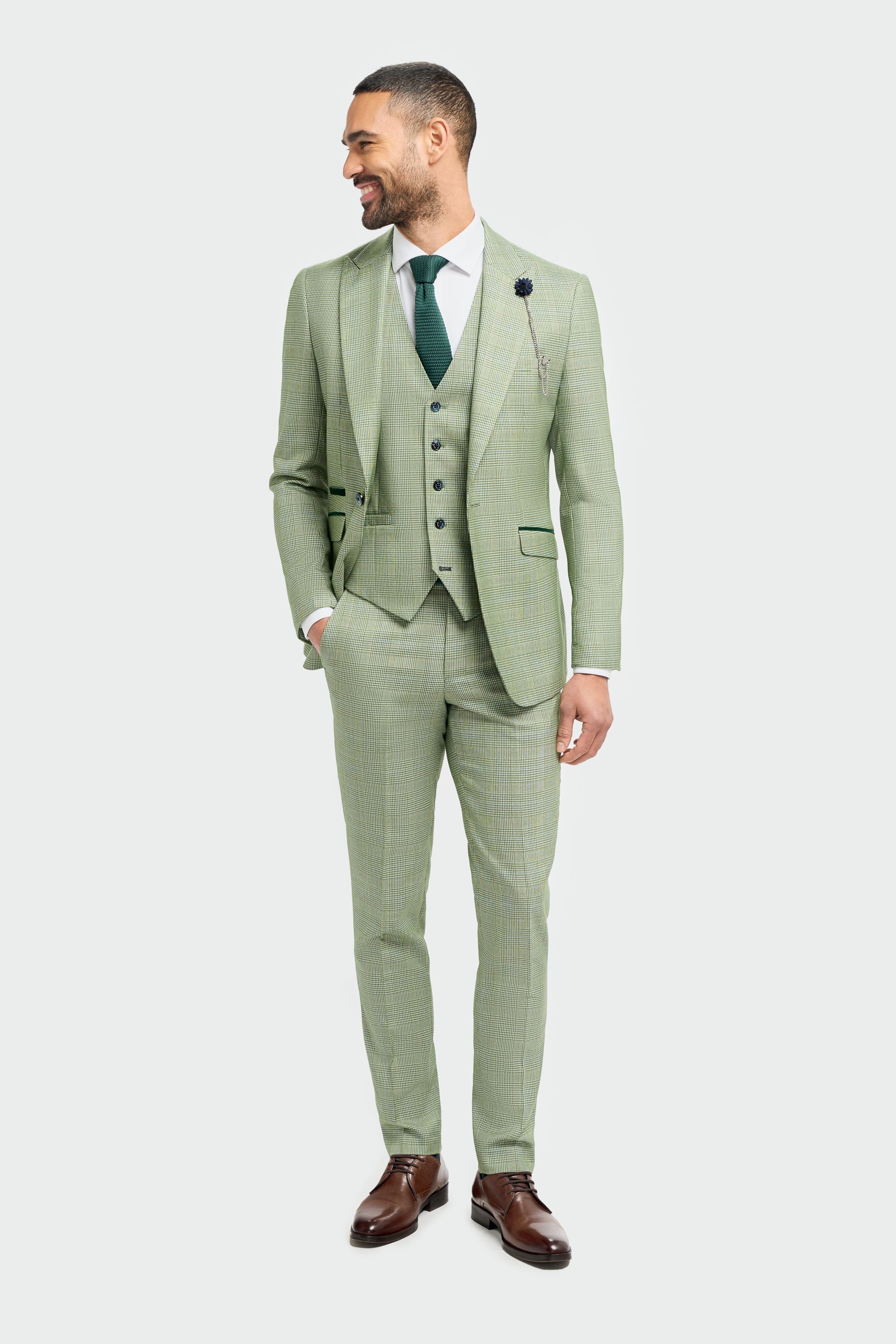 Caridi - Sage Regular Check Three Piece Suit