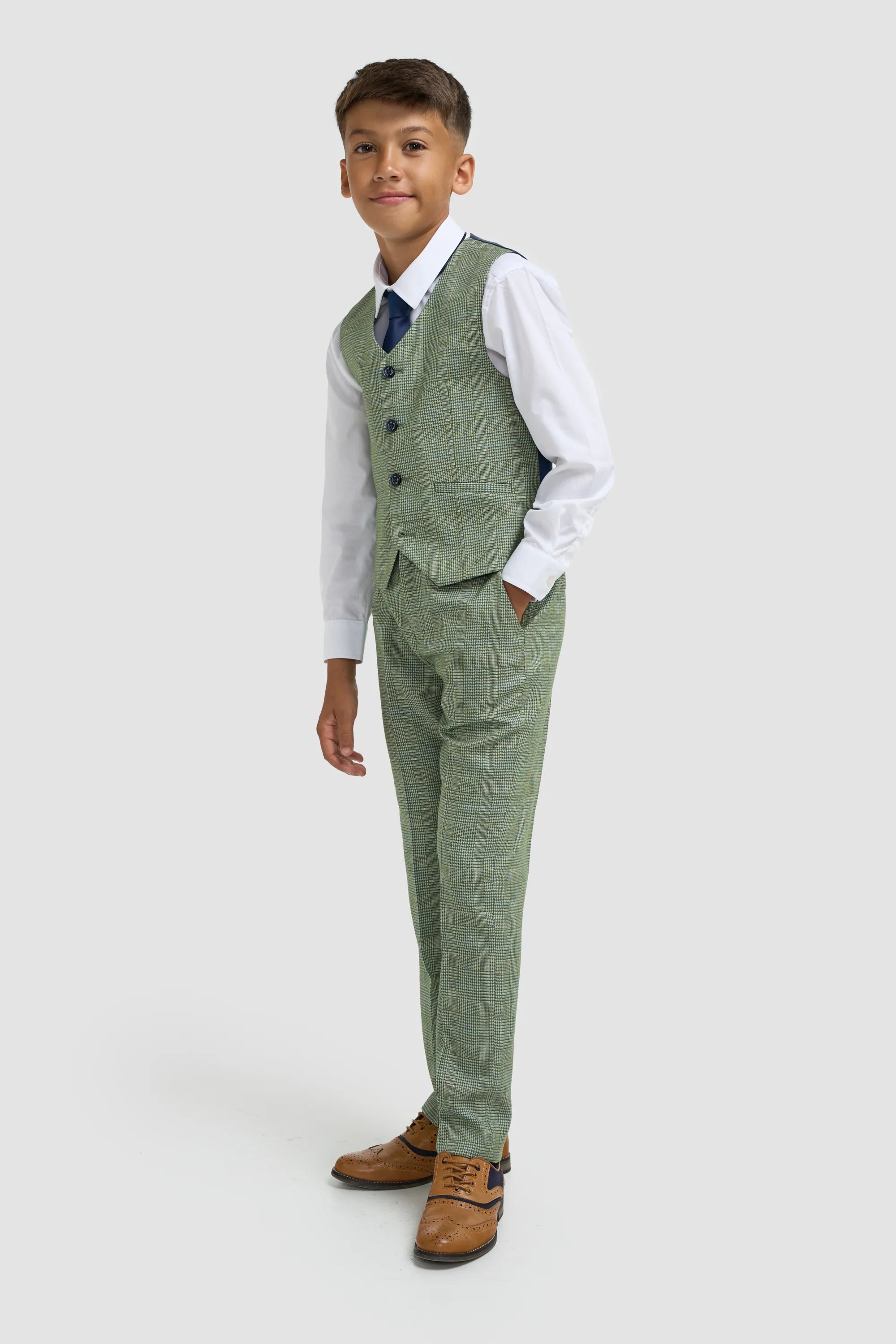 Boys Caridi Sage Three Piece Suit