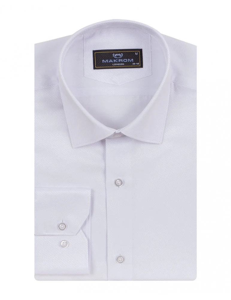 White Classic Twill Single Cuff Shirt