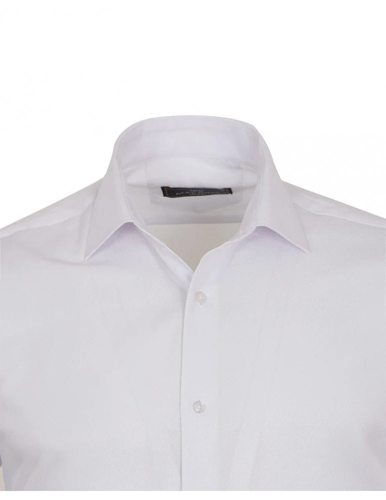 White Classic Twill Single Cuff Shirt
