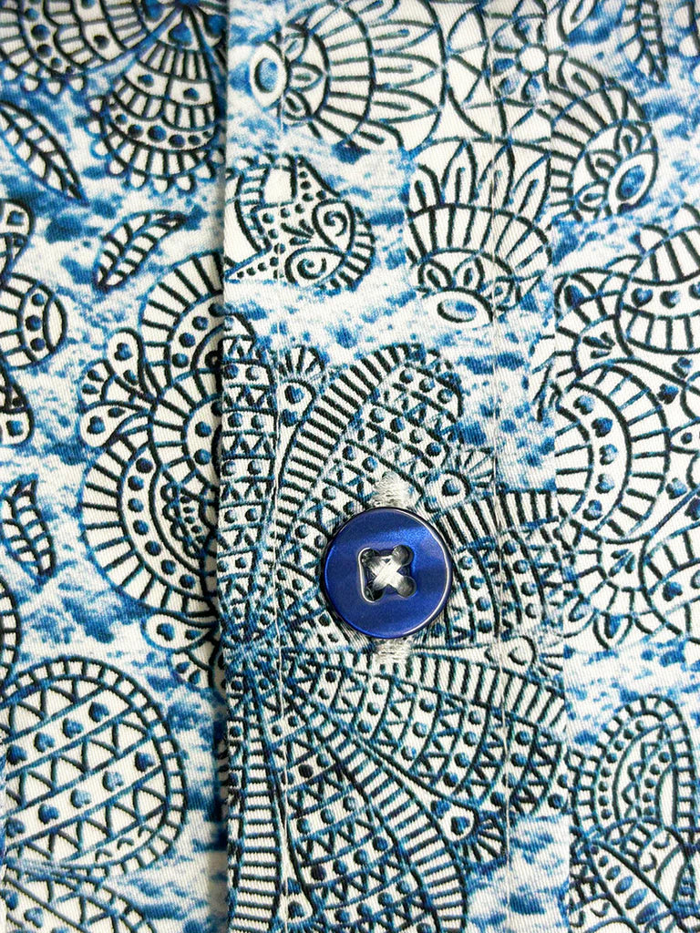 Floral Mosaic Print Shirt with Matching Handkerchief