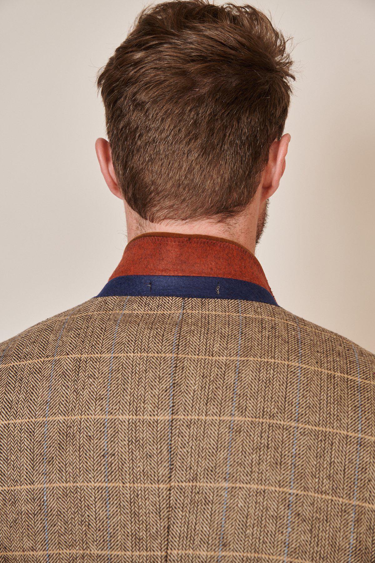 Ted - Tan Tweed Check Three Piece Suit