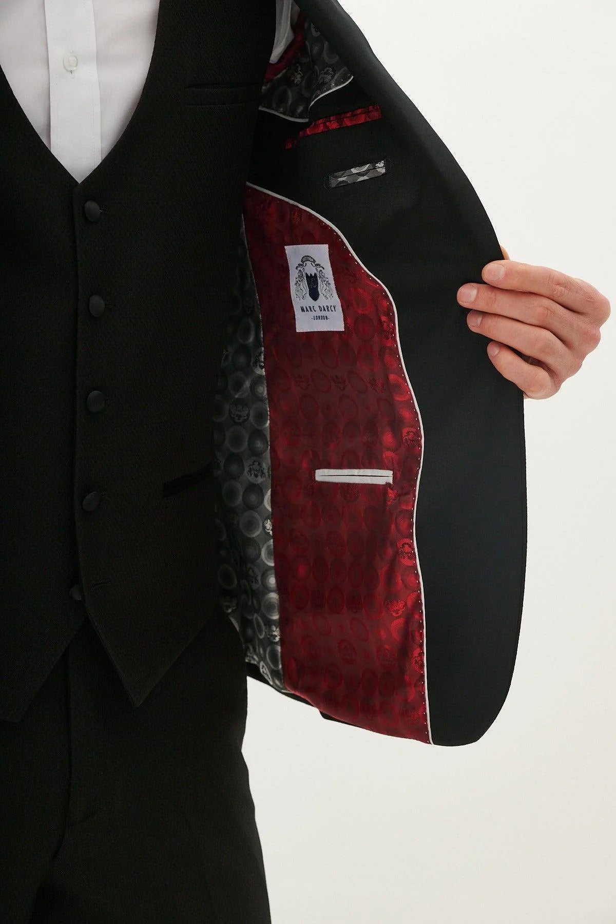 Dalton - Black Tux Lapel Diamond Three Piece Suit