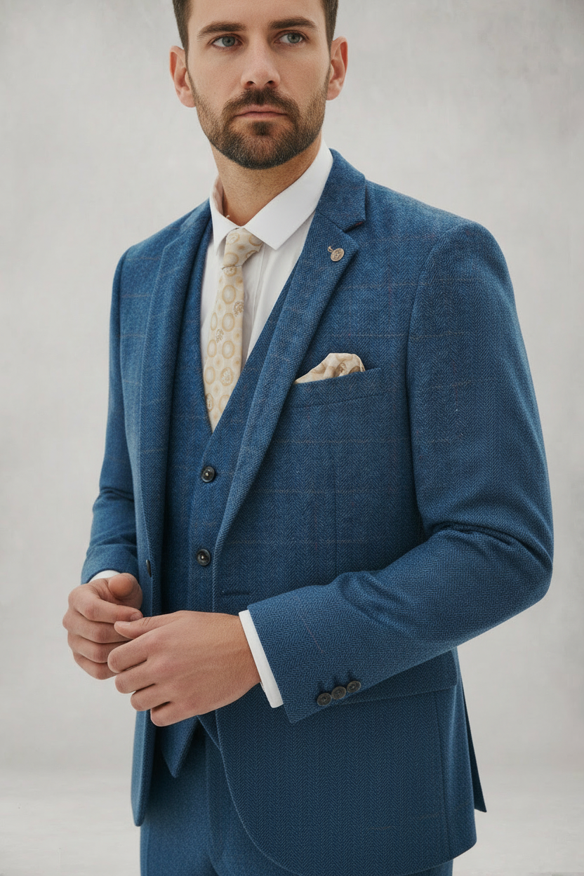 Dion - Blue Tweed Check Blazer